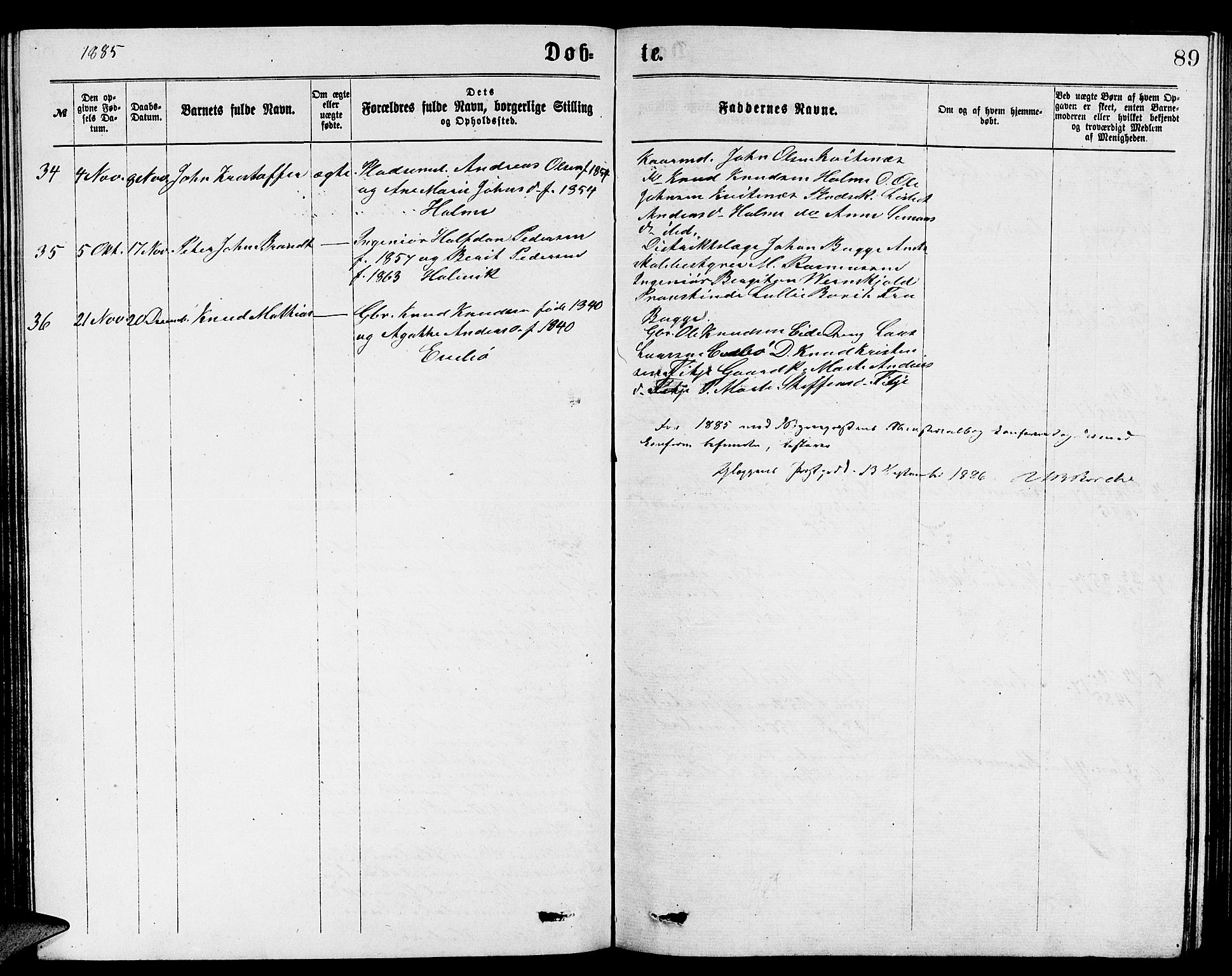 Gloppen sokneprestembete, SAB/A-80101/H/Hab/Habb/L0001: Parish register (copy) no. B 1, 1872-1888, p. 89