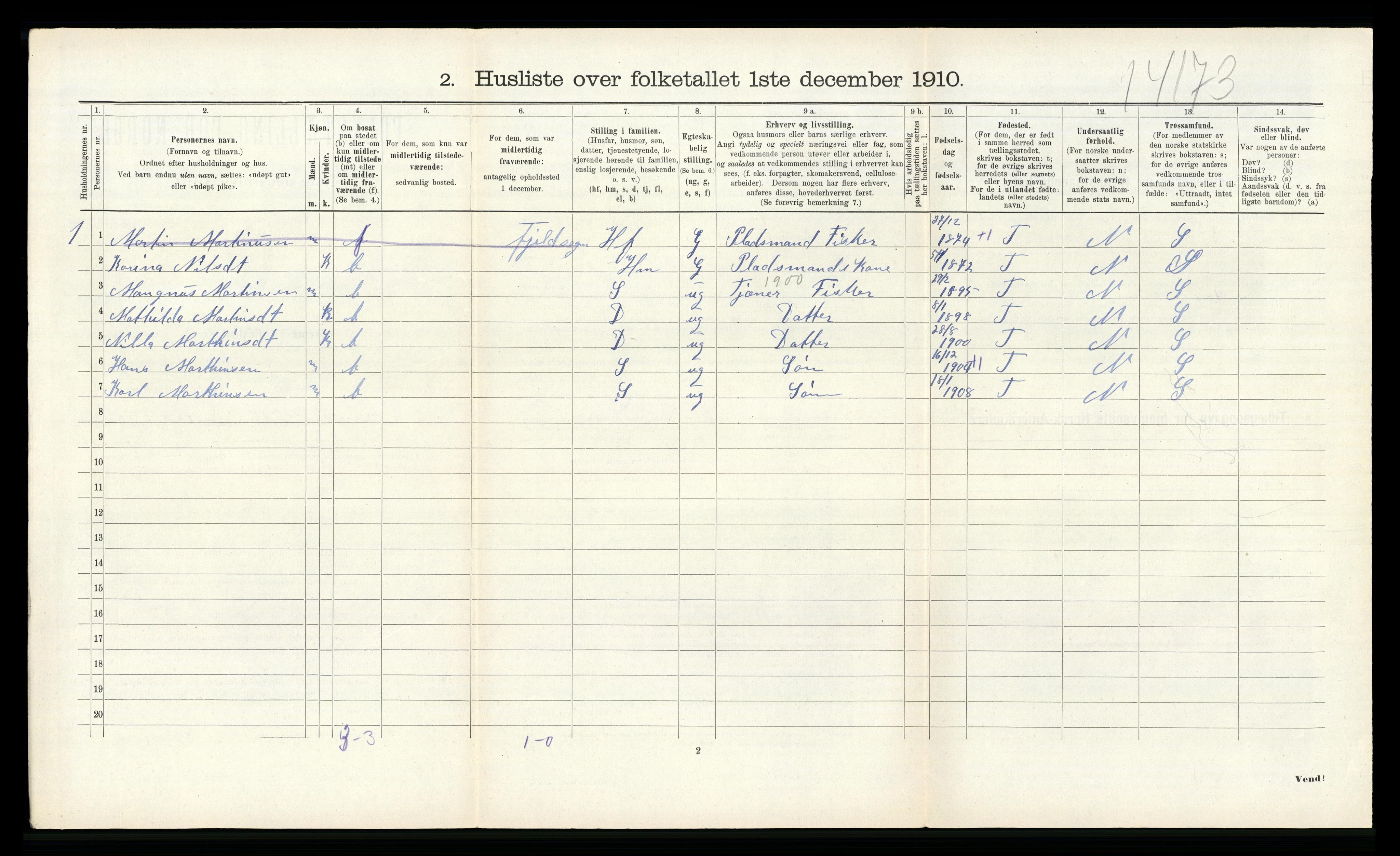 RA, 1910 census for Askøy, 1910, p. 1167