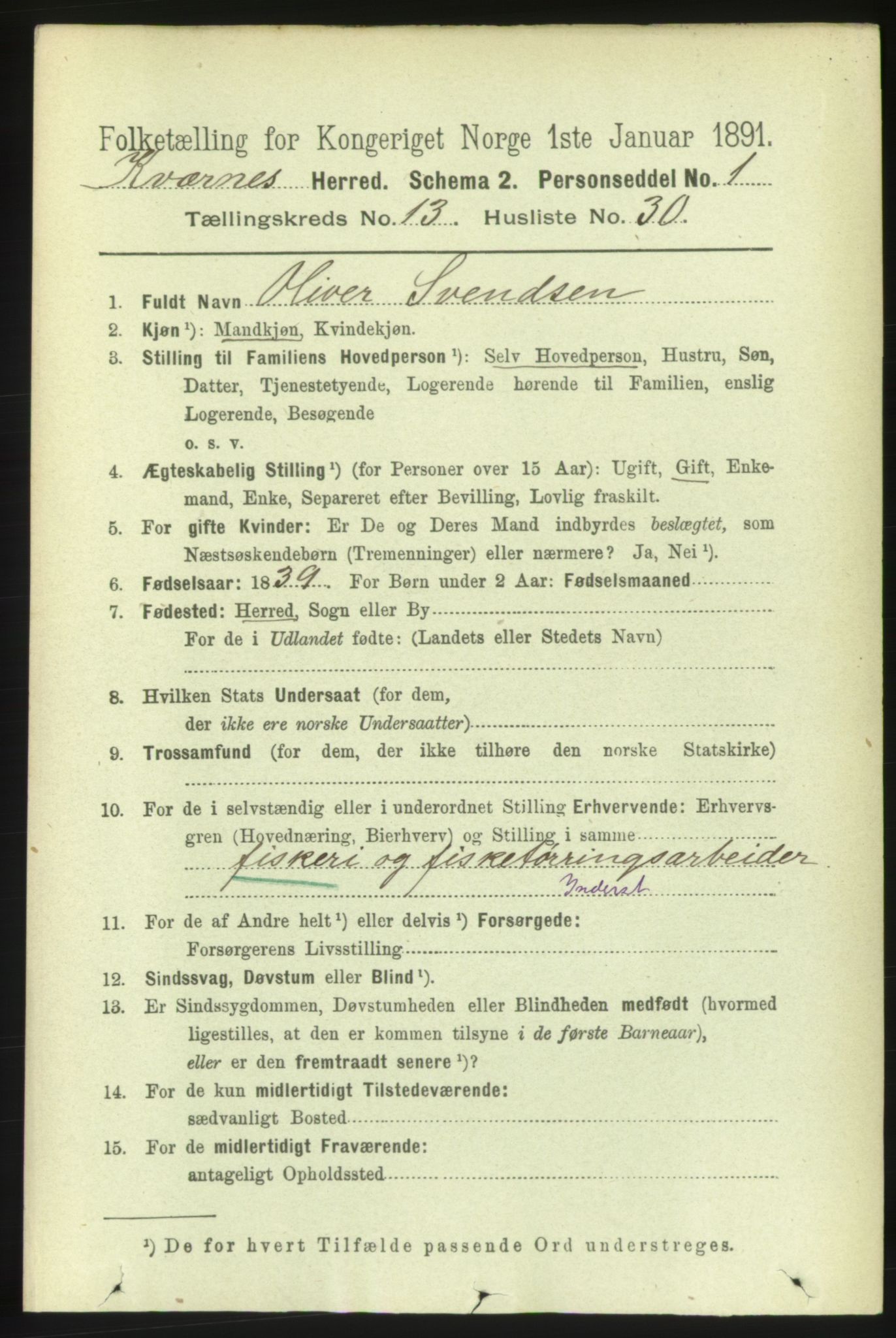 RA, 1891 census for 1553 Kvernes, 1891, p. 5638