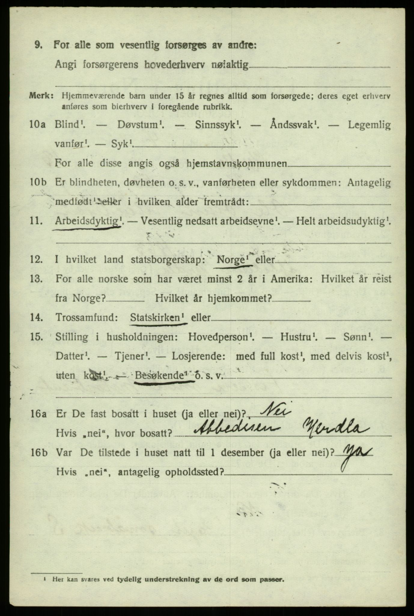 SAB, 1920 census for Herdla, 1920, p. 9454