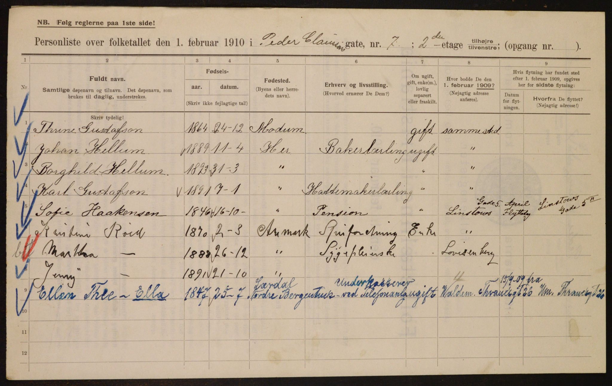 OBA, Municipal Census 1910 for Kristiania, 1910, p. 75705