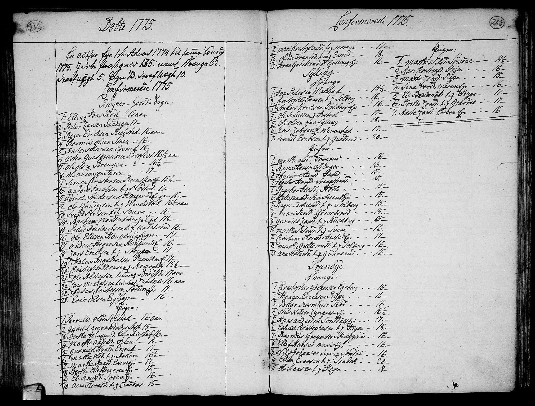Lier kirkebøker, SAKO/A-230/F/Fa/L0005: Parish register (official) no. I 5, 1764-1777, p. 262-263