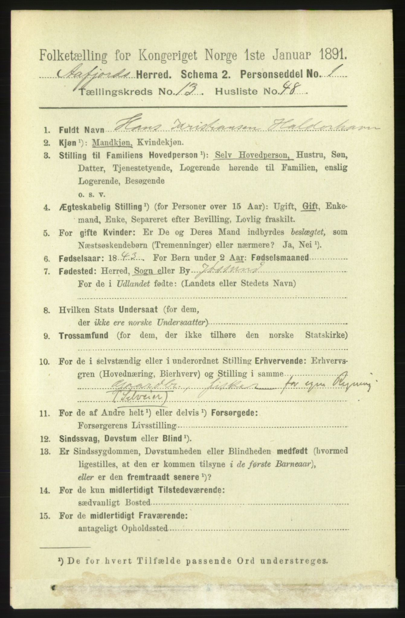 RA, 1891 census for 1630 Åfjord, 1891, p. 4472