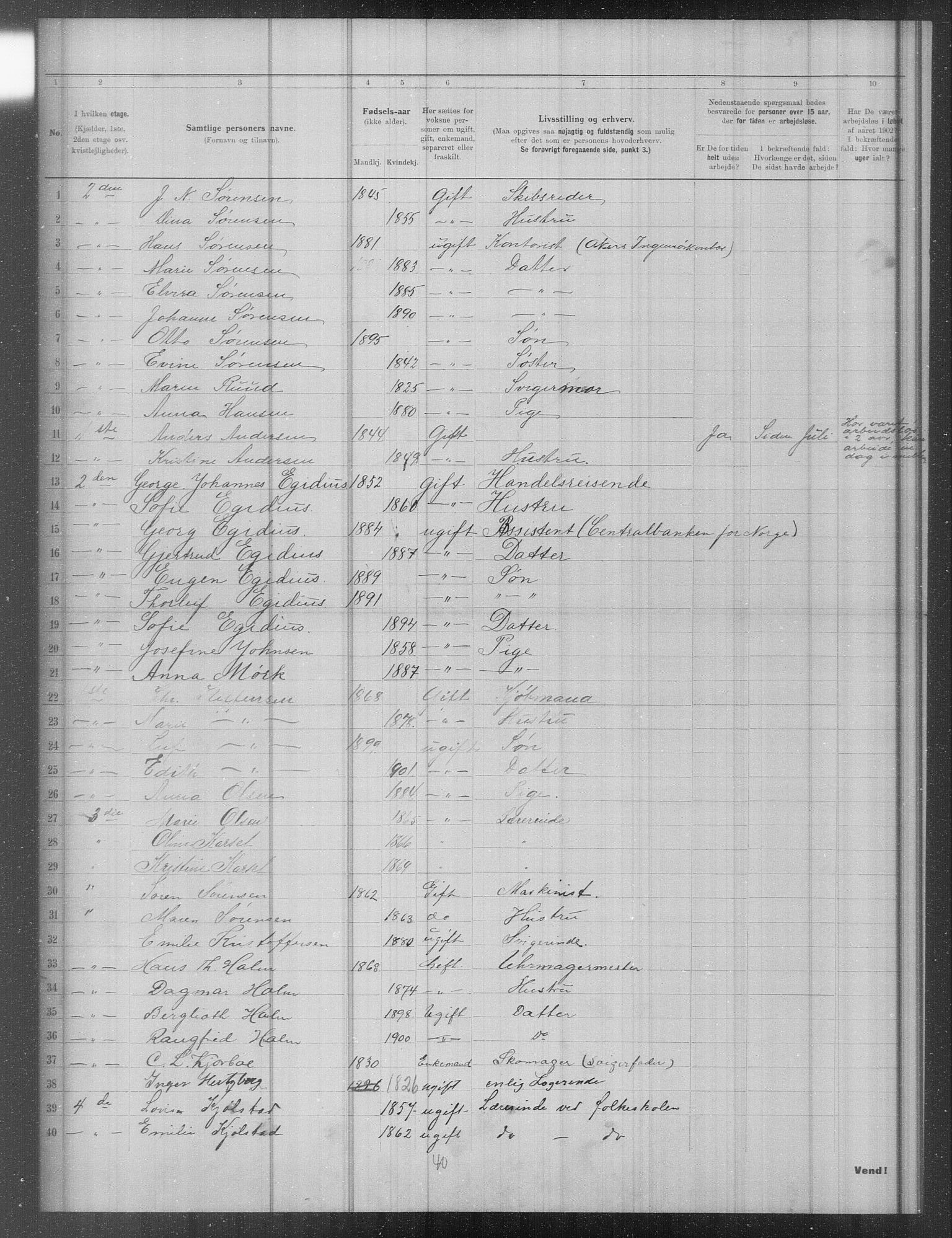 OBA, Municipal Census 1902 for Kristiania, 1902, p. 12911