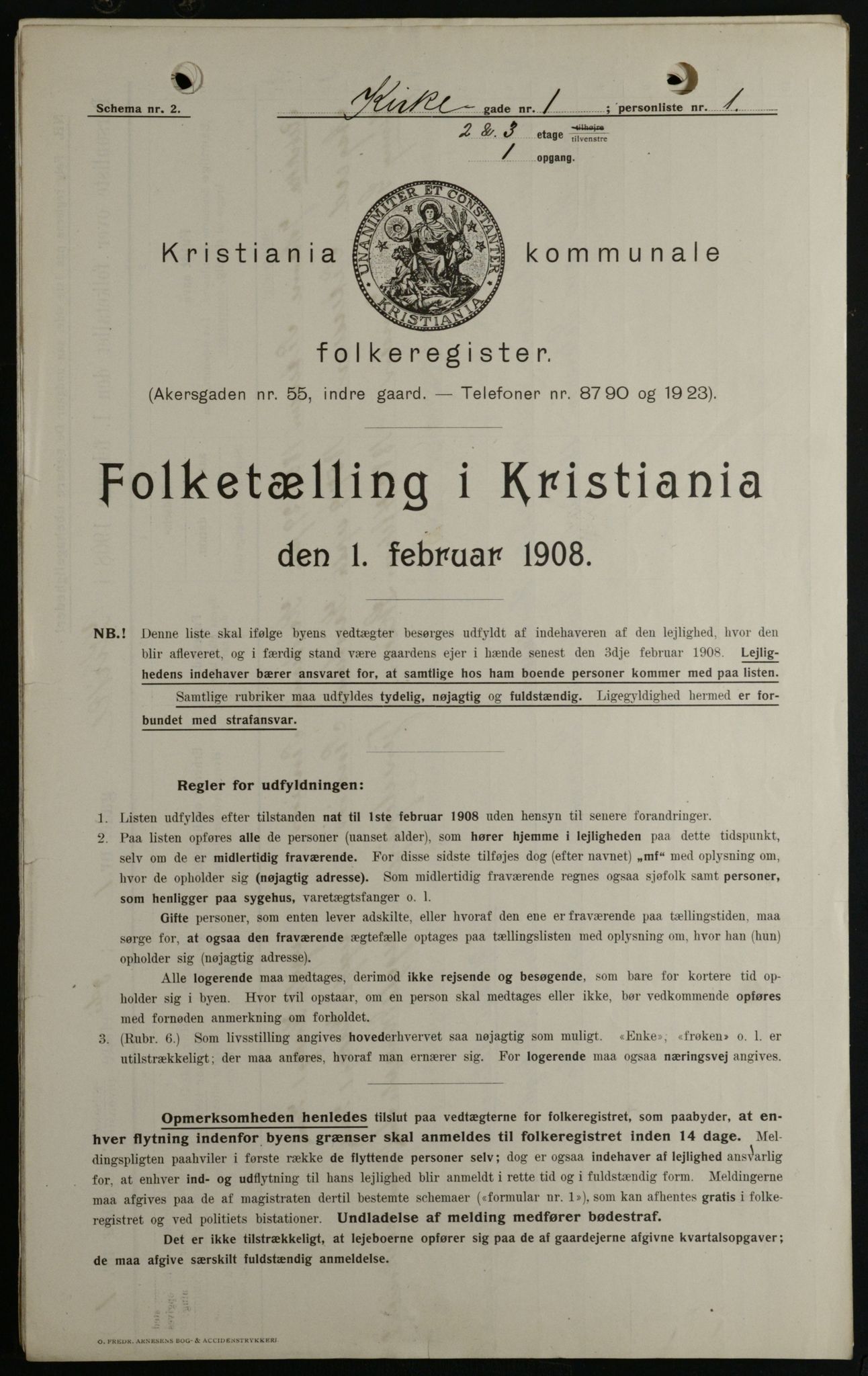 OBA, Municipal Census 1908 for Kristiania, 1908, p. 44497