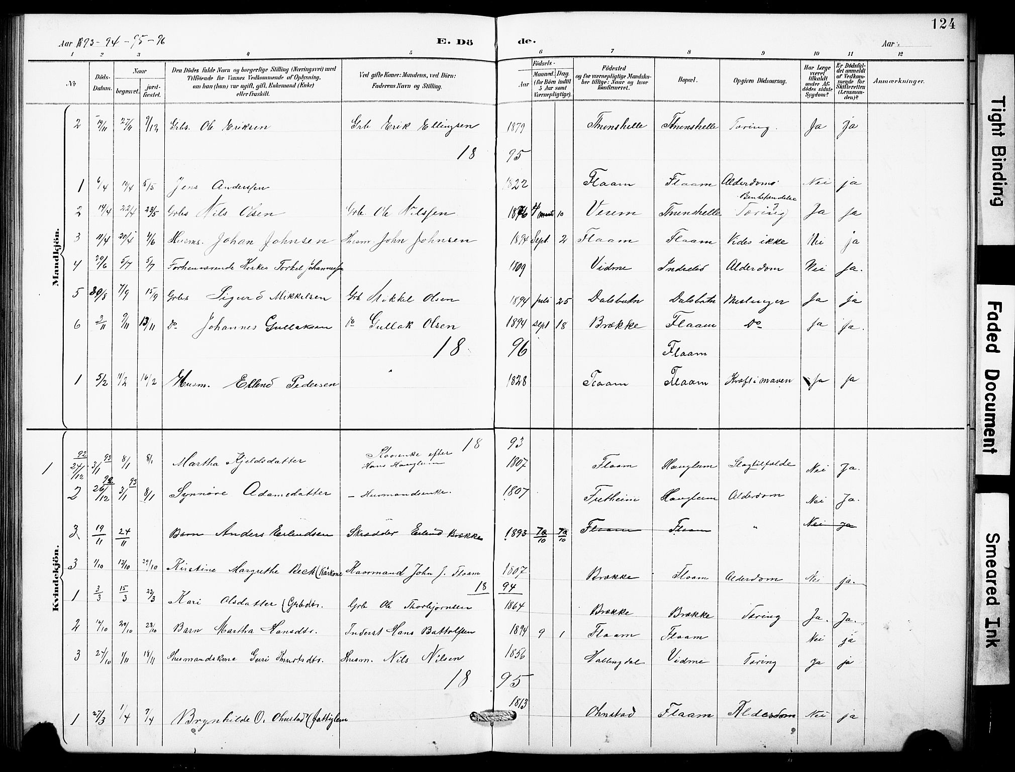 Aurland sokneprestembete, SAB/A-99937/H/Hb/Hbb/L0002: Parish register (copy) no. B 2, 1887-1929, p. 124