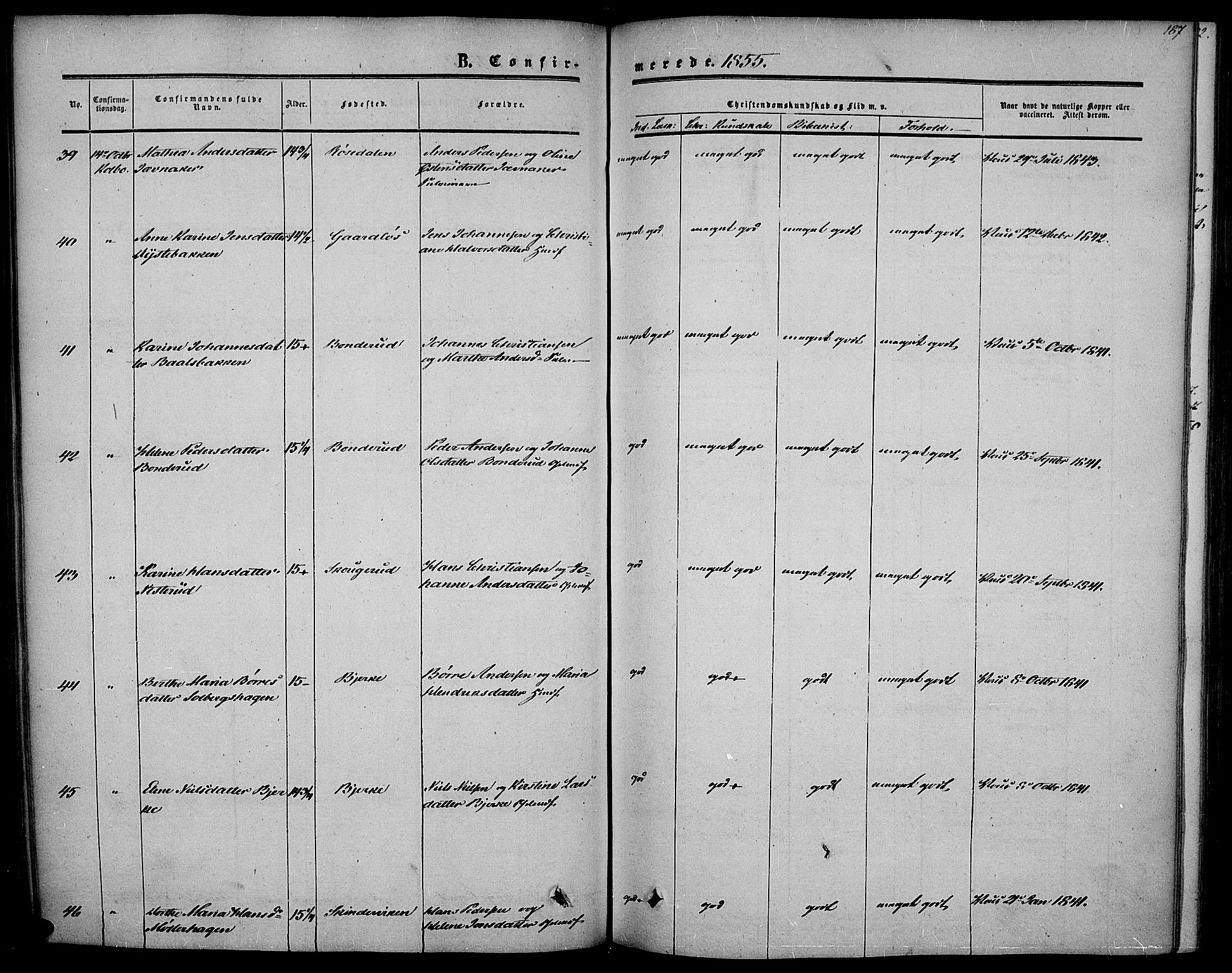 Vestre Toten prestekontor, AV/SAH-PREST-108/H/Ha/Haa/L0005: Parish register (official) no. 5, 1850-1855, p. 187