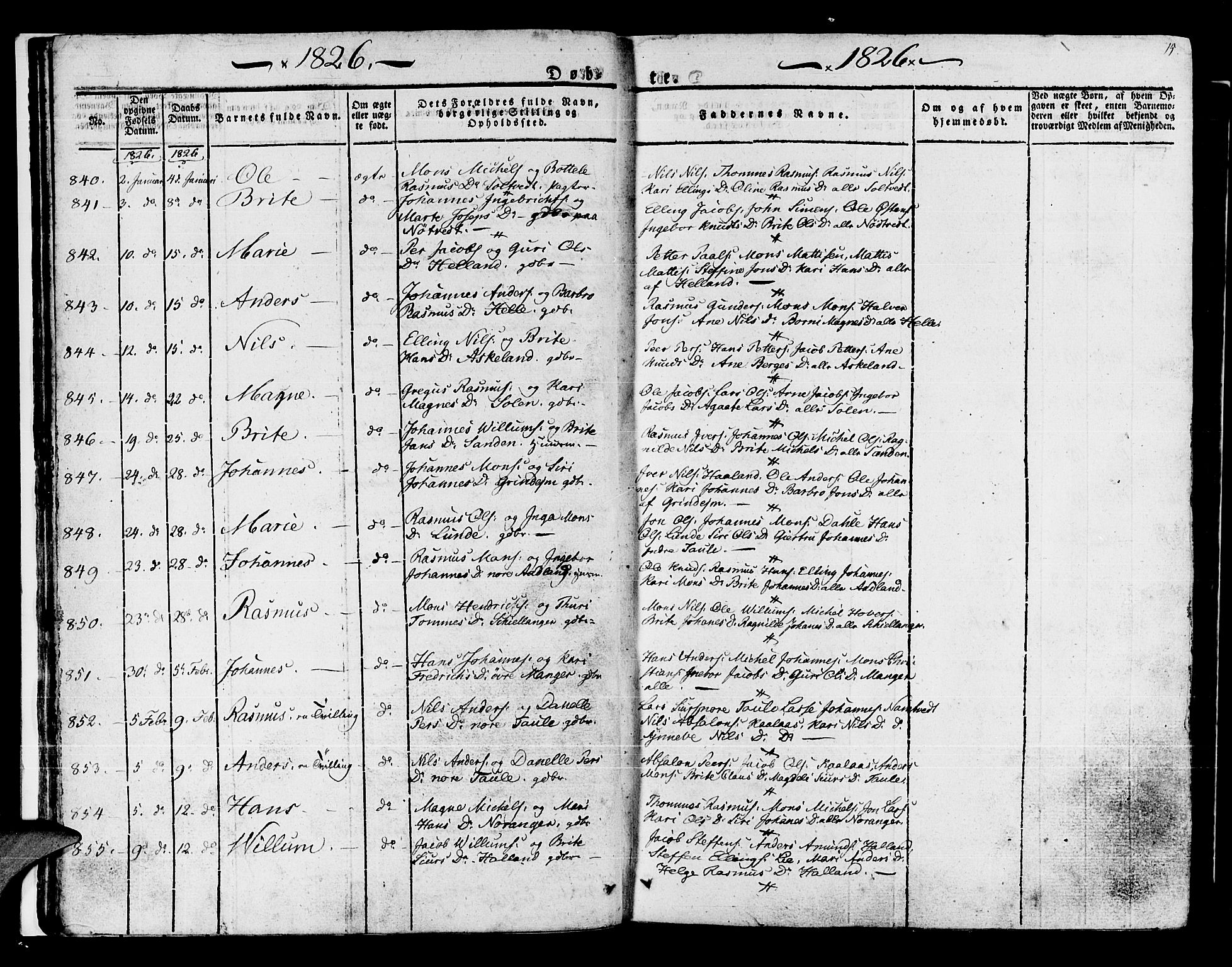 Manger sokneprestembete, SAB/A-76801/H/Haa: Parish register (official) no. A 4, 1824-1838, p. 15