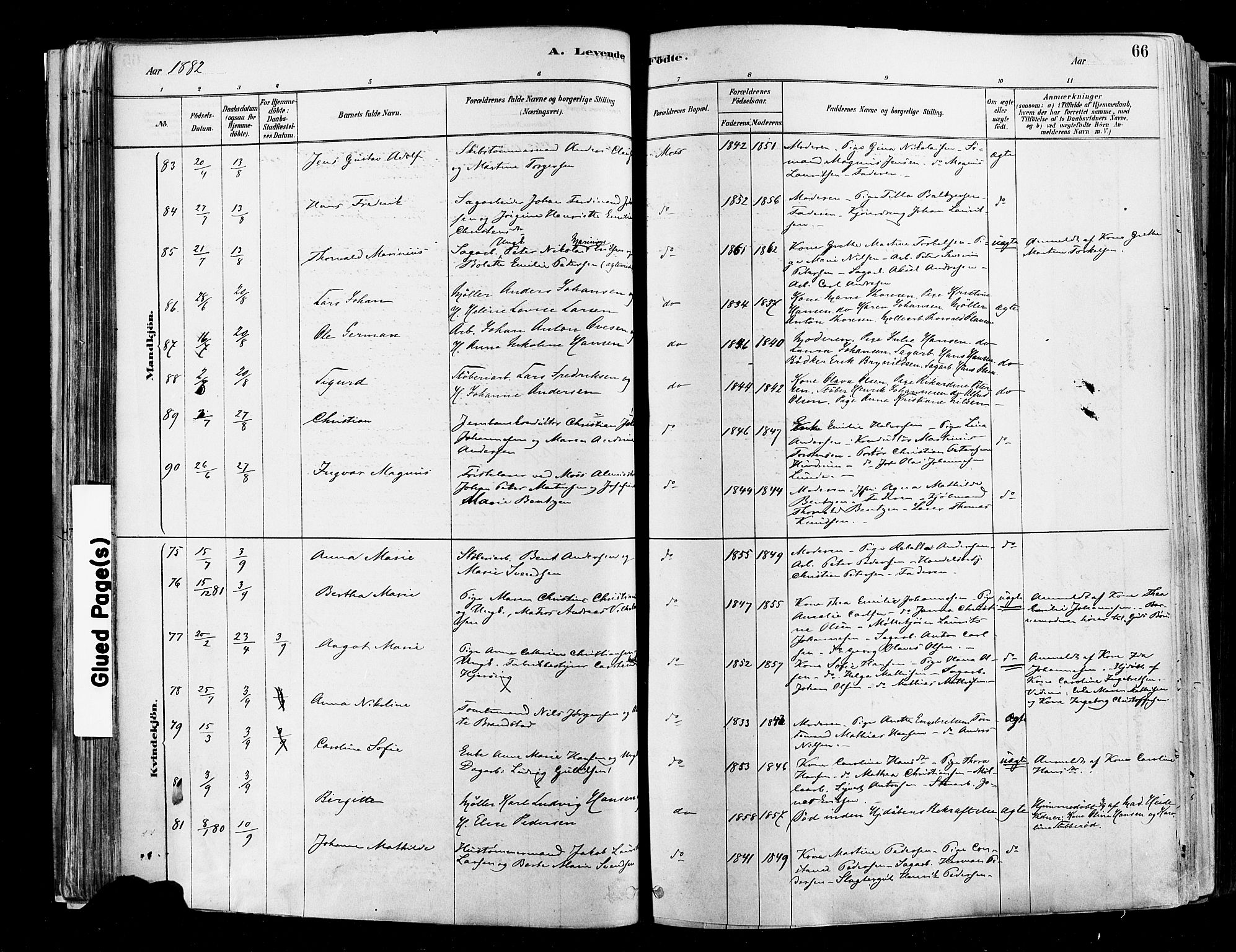 Moss prestekontor Kirkebøker, AV/SAO-A-2003/F/Fb/L0001: Parish register (official) no. II 1, 1878-1886, p. 66