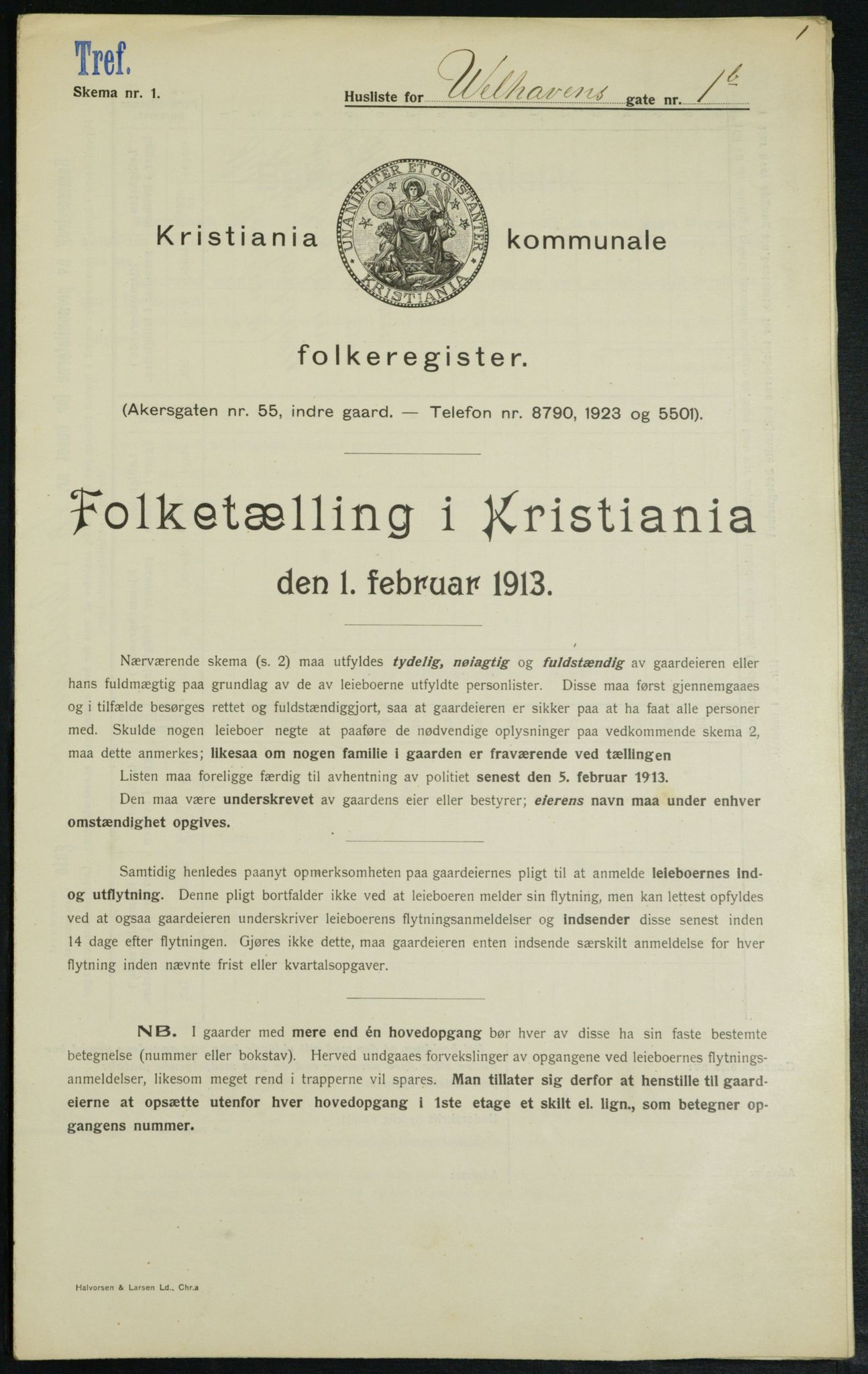 OBA, Municipal Census 1913 for Kristiania, 1913, p. 127245