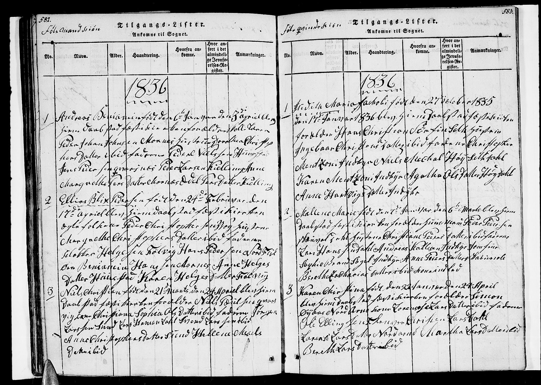 Ministerialprotokoller, klokkerbøker og fødselsregistre - Nordland, SAT/A-1459/805/L0105: Parish register (copy) no. 805C01, 1820-1839, p. 582-583