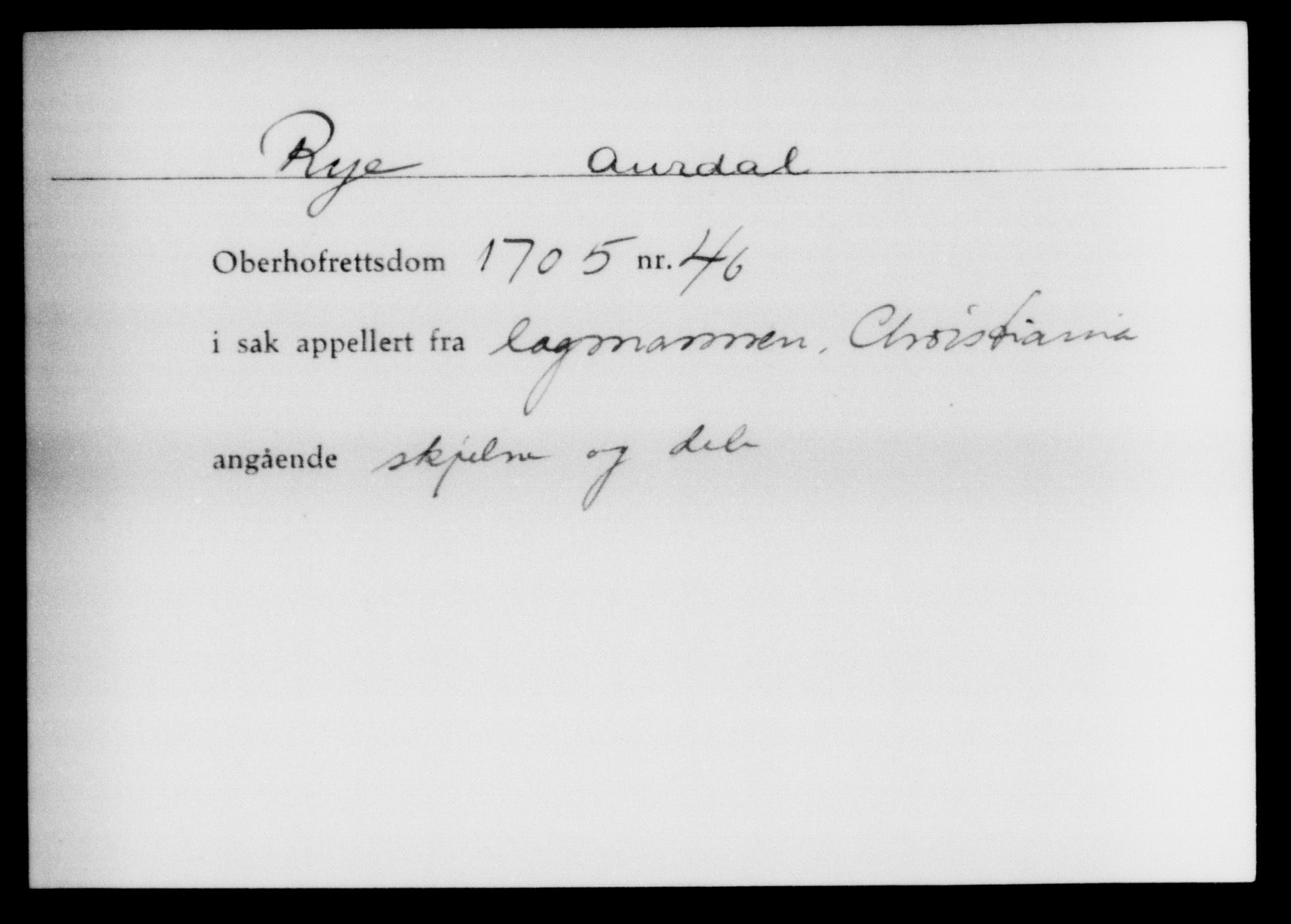 Overhoffretten 1667-1797, AV/RA-EA-2884, 1705