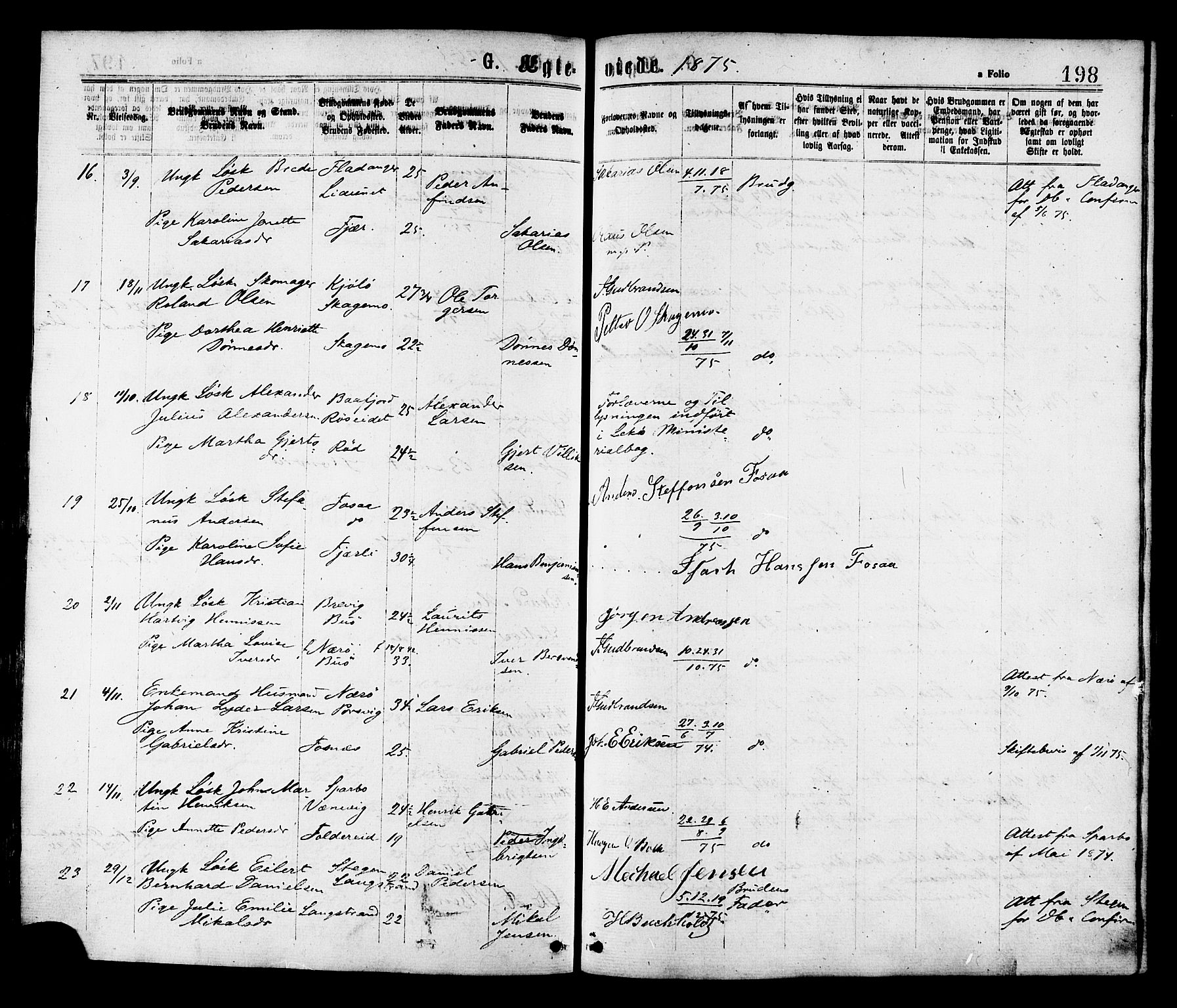 Ministerialprotokoller, klokkerbøker og fødselsregistre - Nord-Trøndelag, AV/SAT-A-1458/780/L0642: Parish register (official) no. 780A07 /1, 1874-1885, p. 198