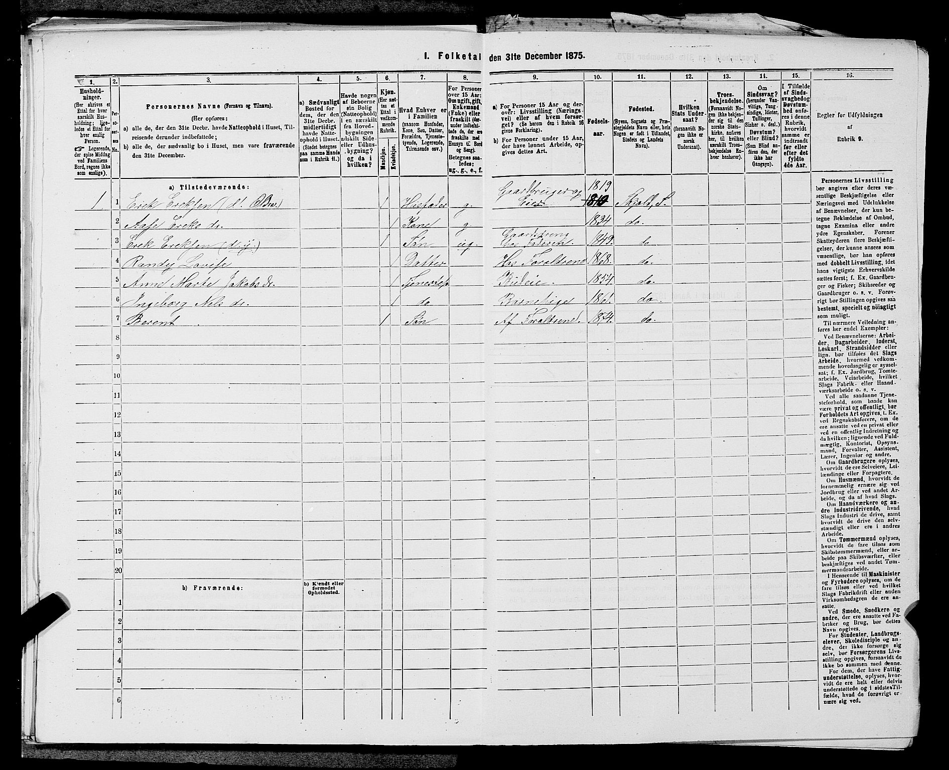 SAST, 1875 census for 1154P Skjold, 1875, p. 121