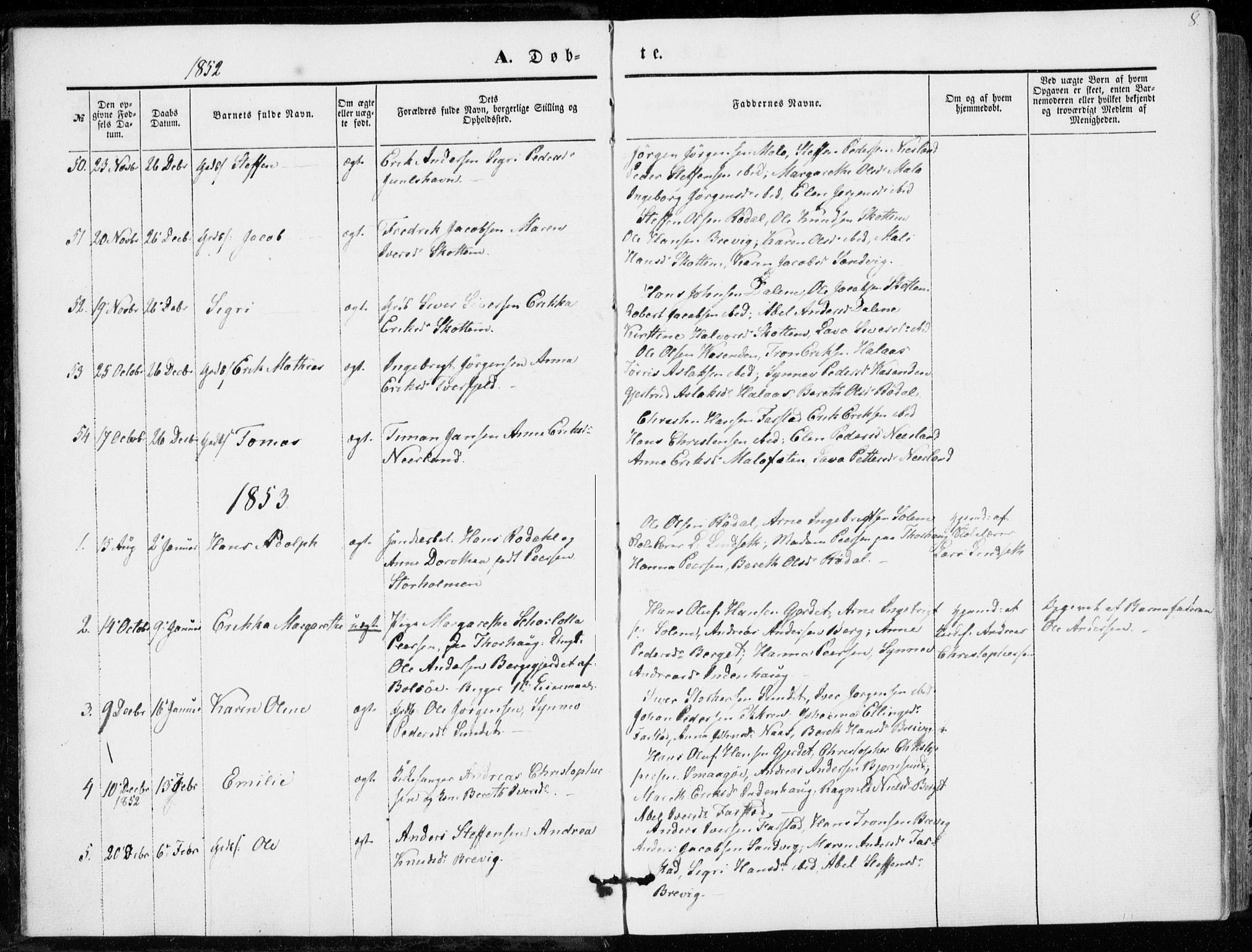 Ministerialprotokoller, klokkerbøker og fødselsregistre - Møre og Romsdal, AV/SAT-A-1454/566/L0767: Parish register (official) no. 566A06, 1852-1868, p. 8