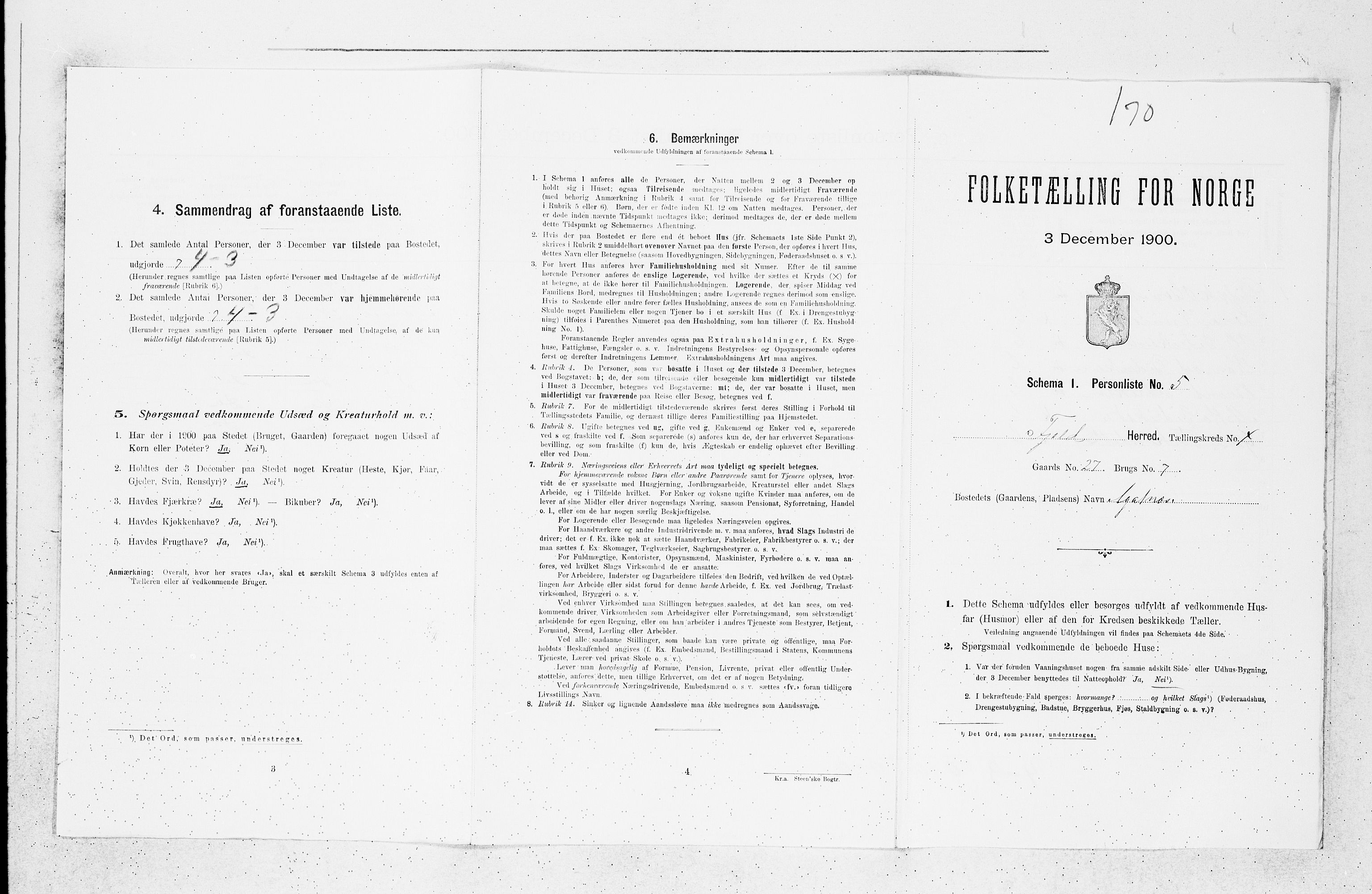 SAB, 1900 census for Fjell, 1900, p. 448