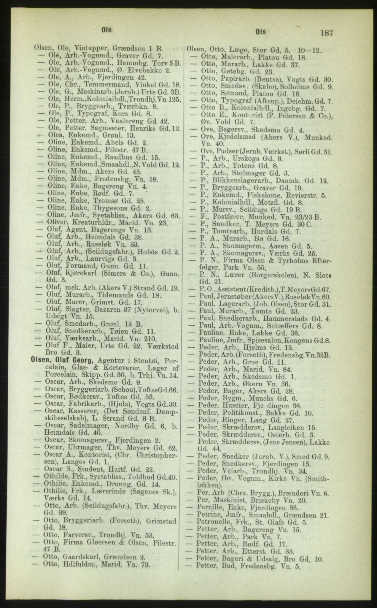 Kristiania/Oslo adressebok, PUBL/-, 1883, p. 187