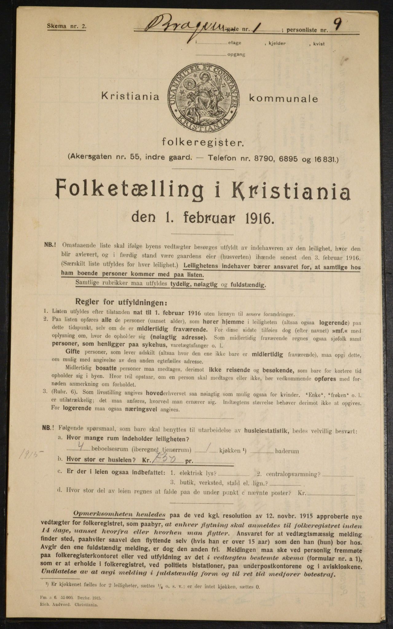 OBA, Municipal Census 1916 for Kristiania, 1916, p. 8127