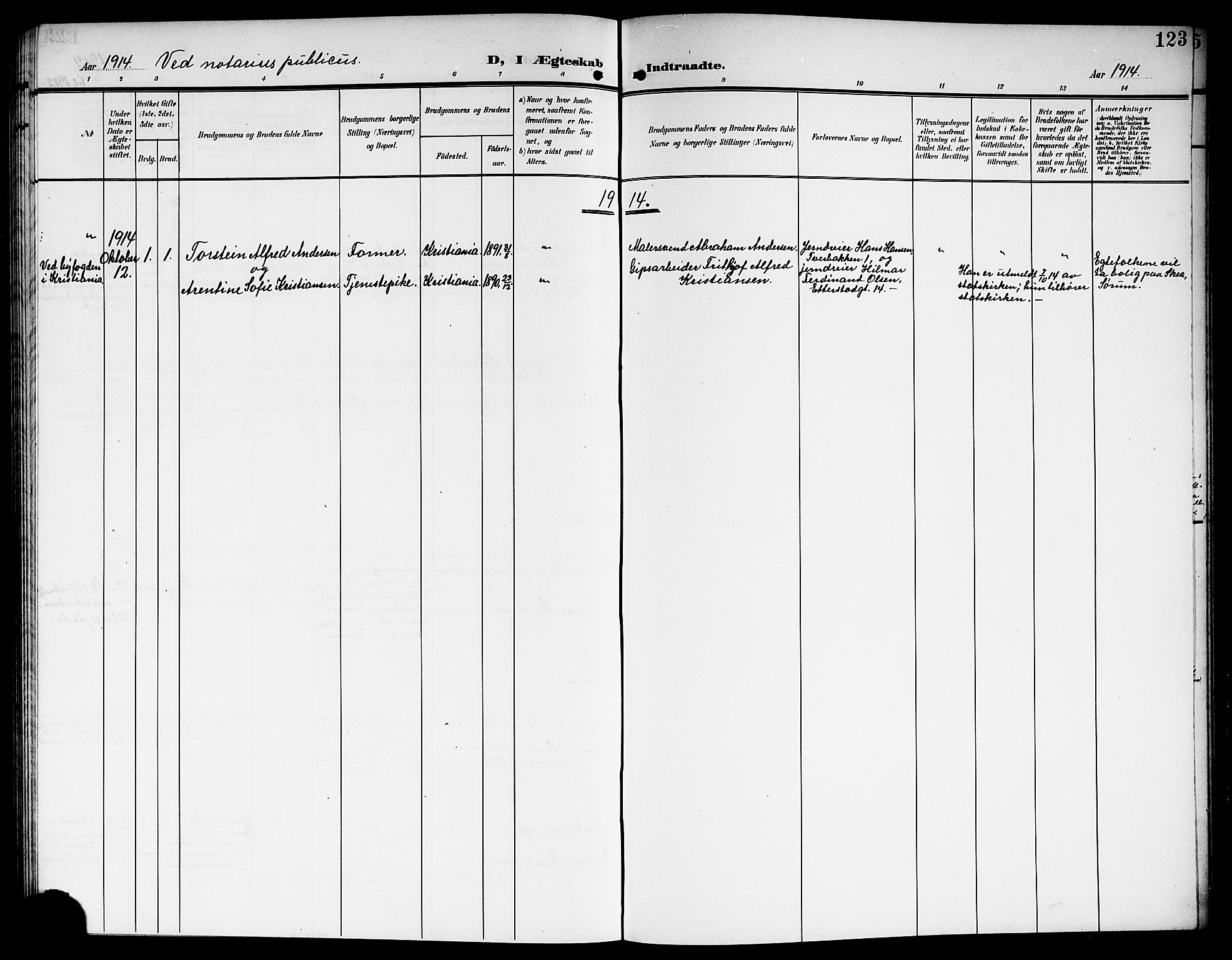 Sørum prestekontor Kirkebøker, SAO/A-10303/G/Ga/L0007: Parish register (copy) no. I 7, 1907-1917, p. 123