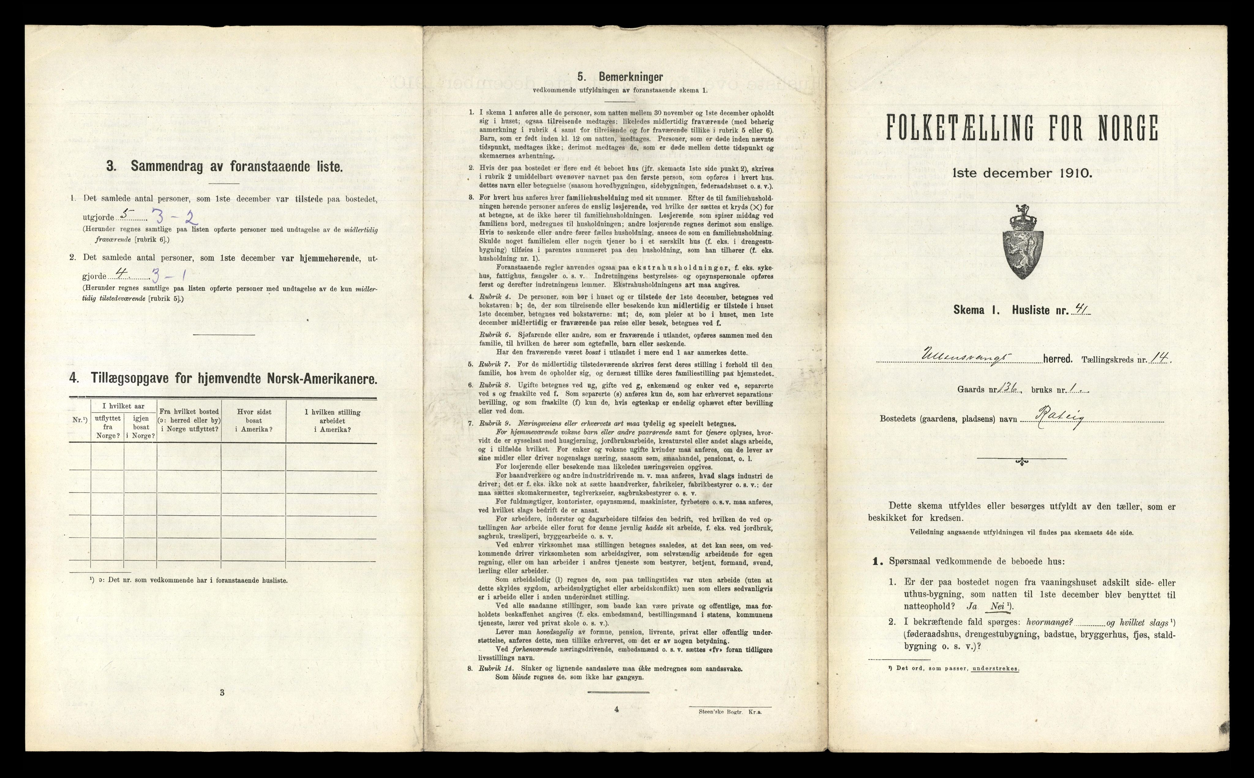 RA, 1910 census for Ullensvang, 1910, p. 1799