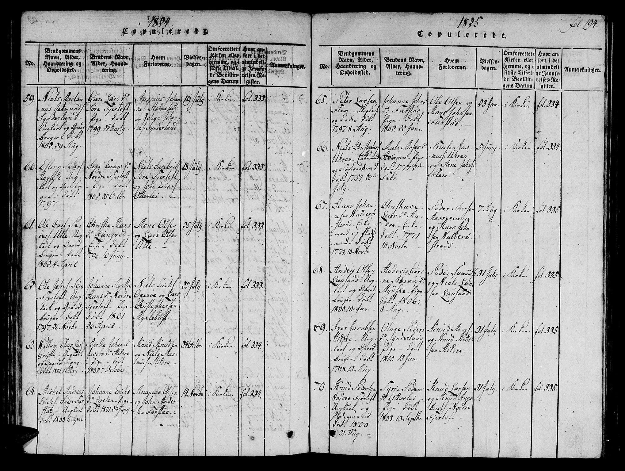 Ministerialprotokoller, klokkerbøker og fødselsregistre - Møre og Romsdal, SAT/A-1454/536/L0495: Parish register (official) no. 536A04, 1818-1847, p. 194