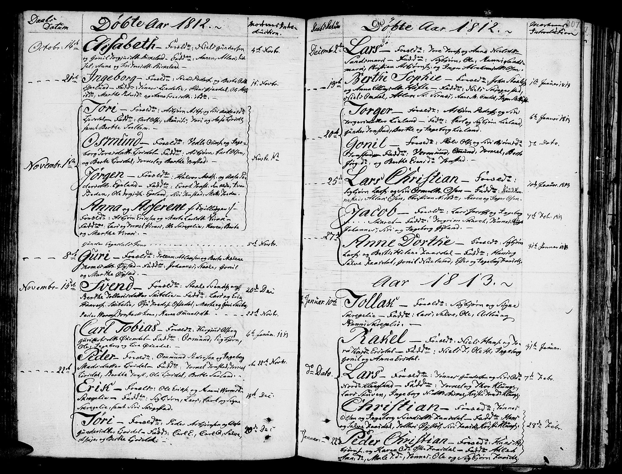 Bakke sokneprestkontor, SAK/1111-0002/F/Fa/Faa/L0002: Parish register (official) no. A 2, 1780-1816, p. 207