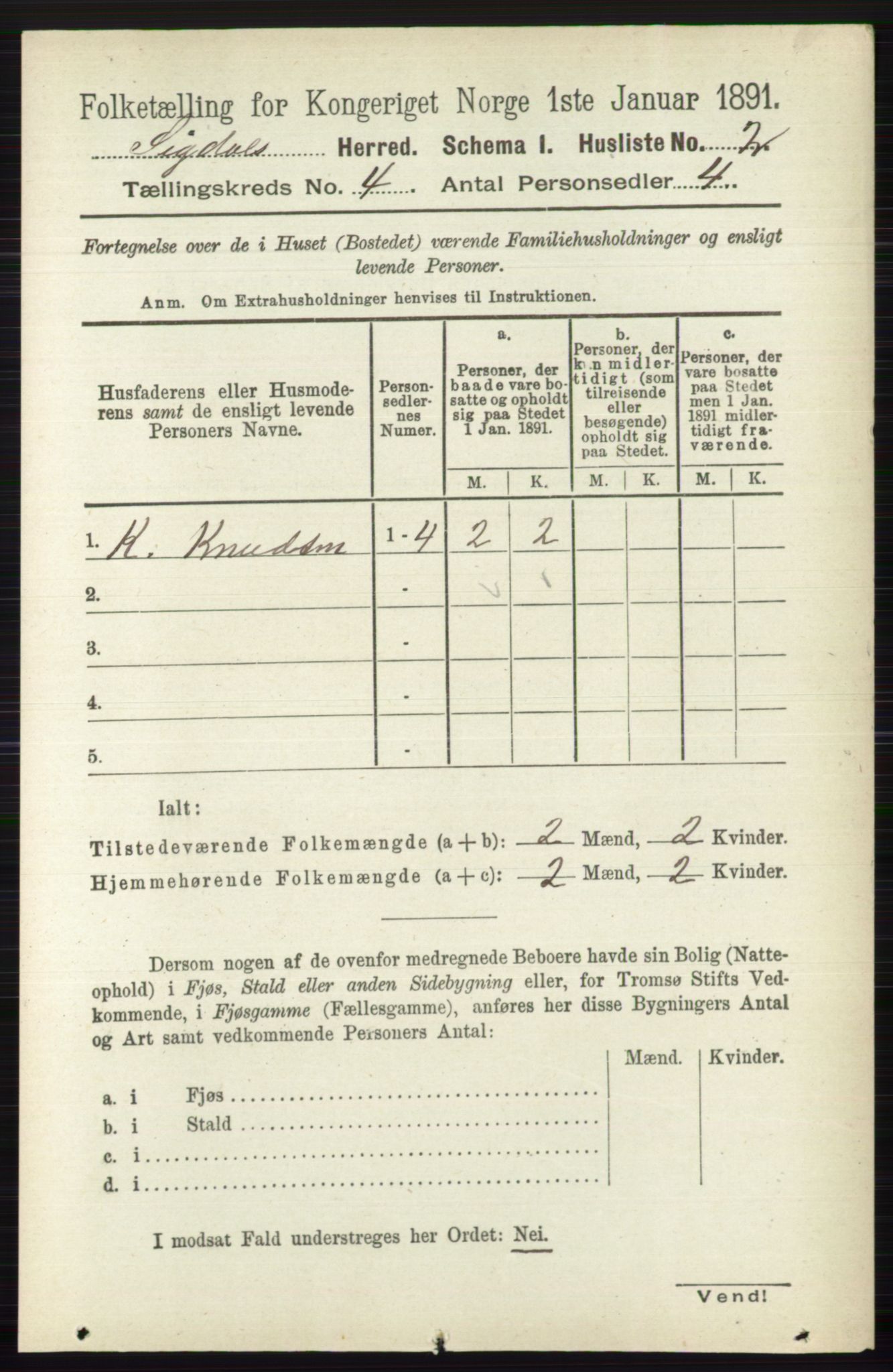 RA, 1891 census for 0621 Sigdal, 1891, p. 1616