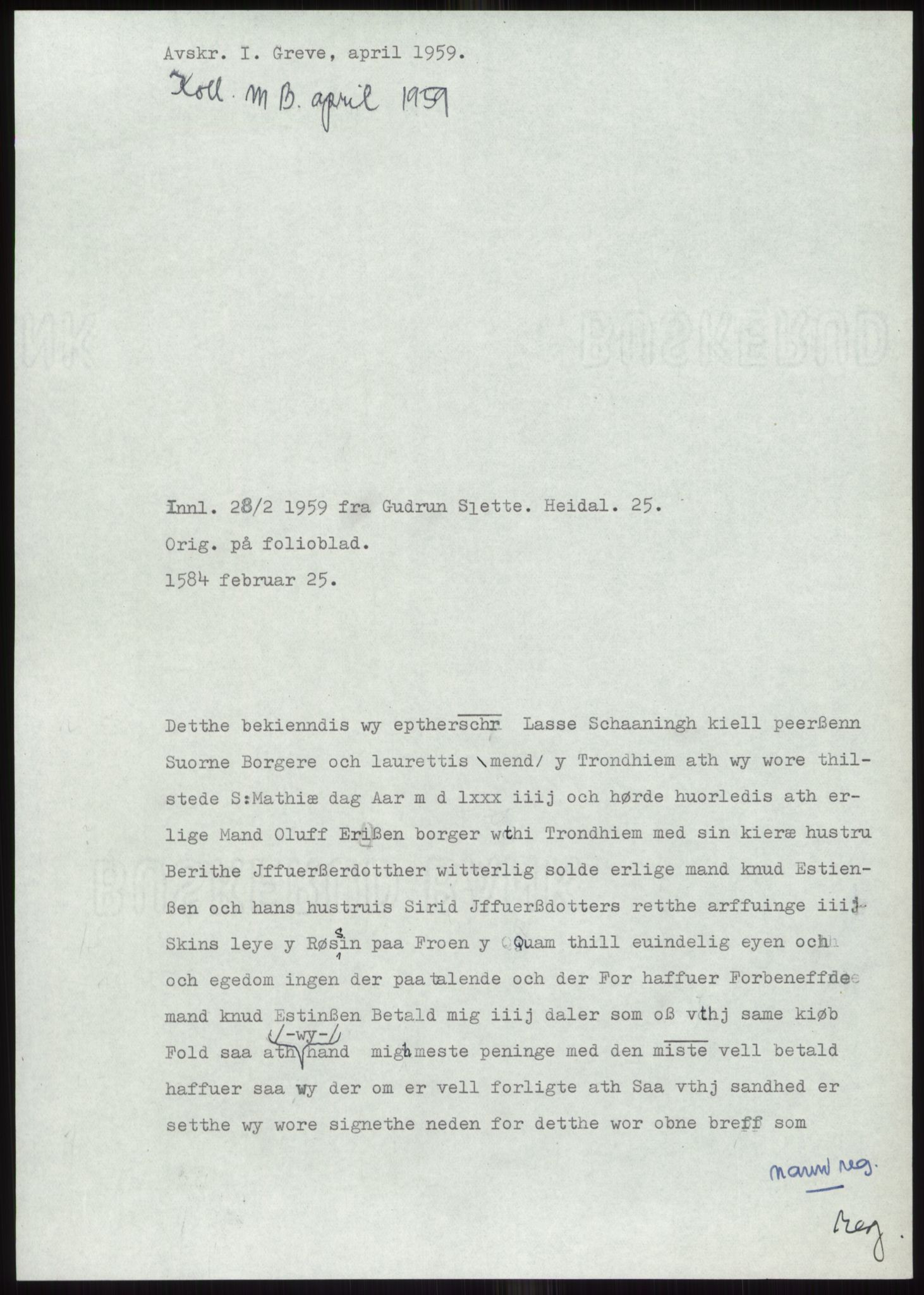 Samlinger til kildeutgivelse, Diplomavskriftsamlingen, AV/RA-EA-4053/H/Ha, p. 57