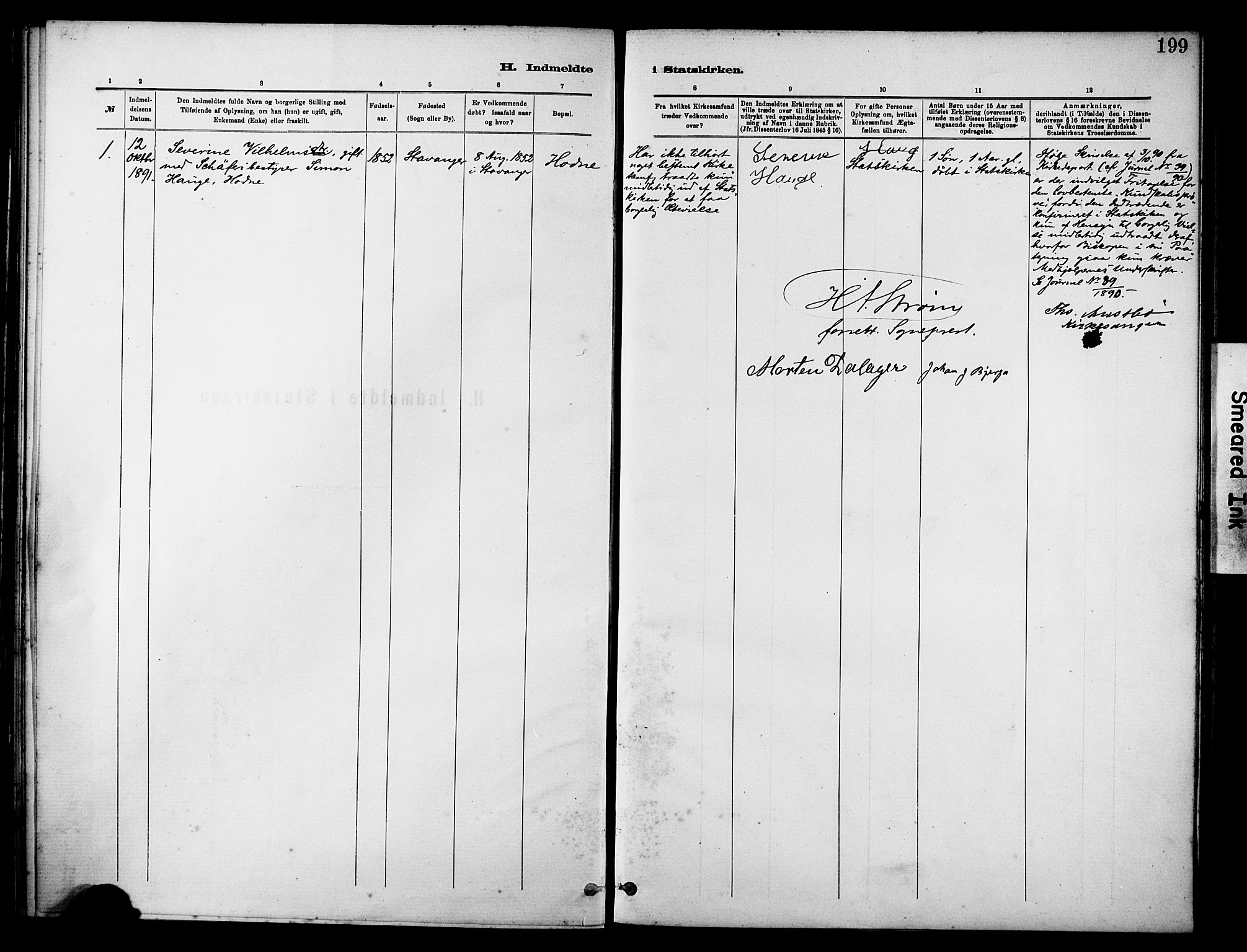 Rennesøy sokneprestkontor, SAST/A -101827/H/Ha/Haa/L0012: Parish register (official) no. A 13, 1885-1917, p. 199