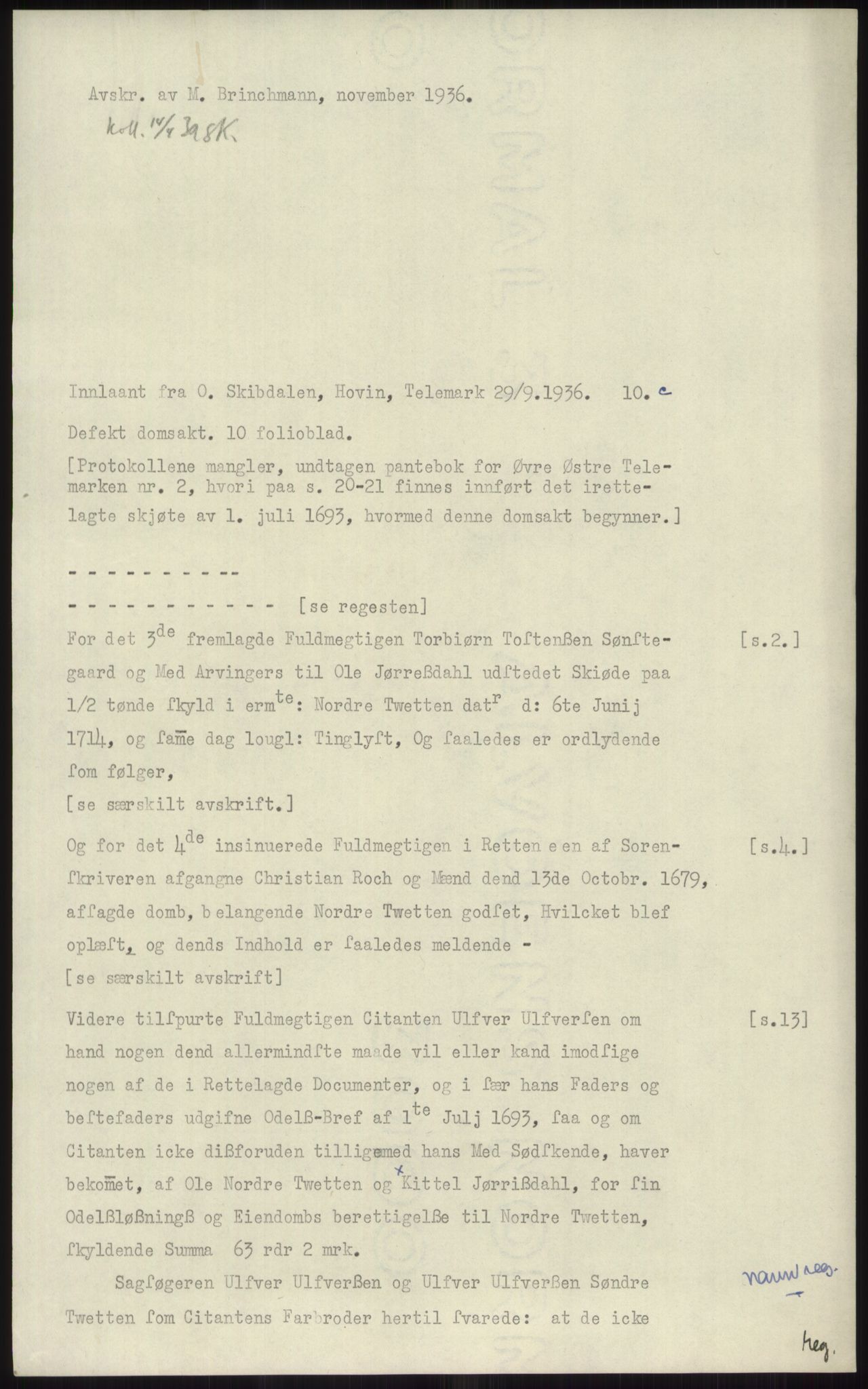 Samlinger til kildeutgivelse, Diplomavskriftsamlingen, RA/EA-4053/H/Ha, p. 2965