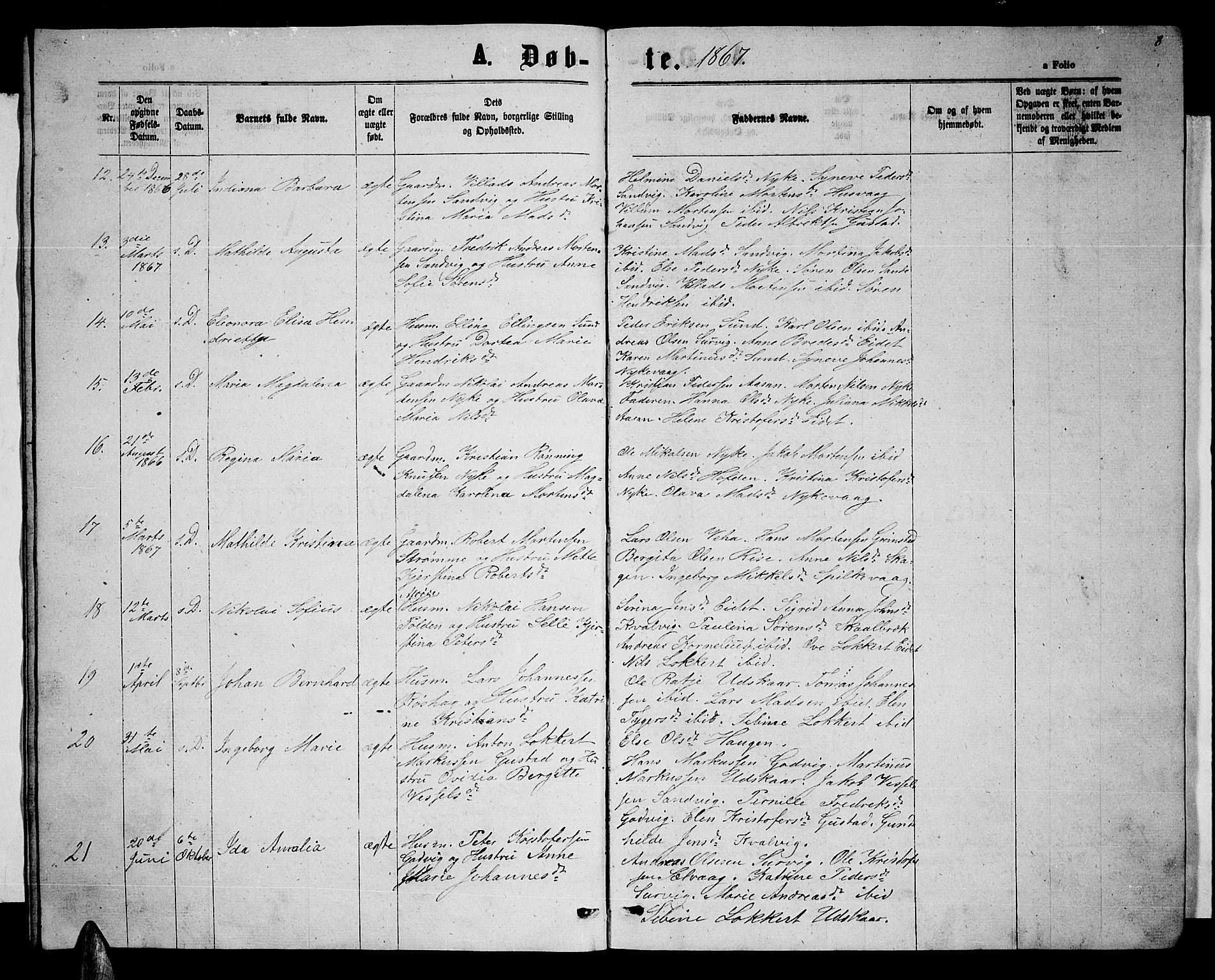 Ministerialprotokoller, klokkerbøker og fødselsregistre - Nordland, SAT/A-1459/892/L1324: Parish register (copy) no. 892C01, 1865-1879, p. 8