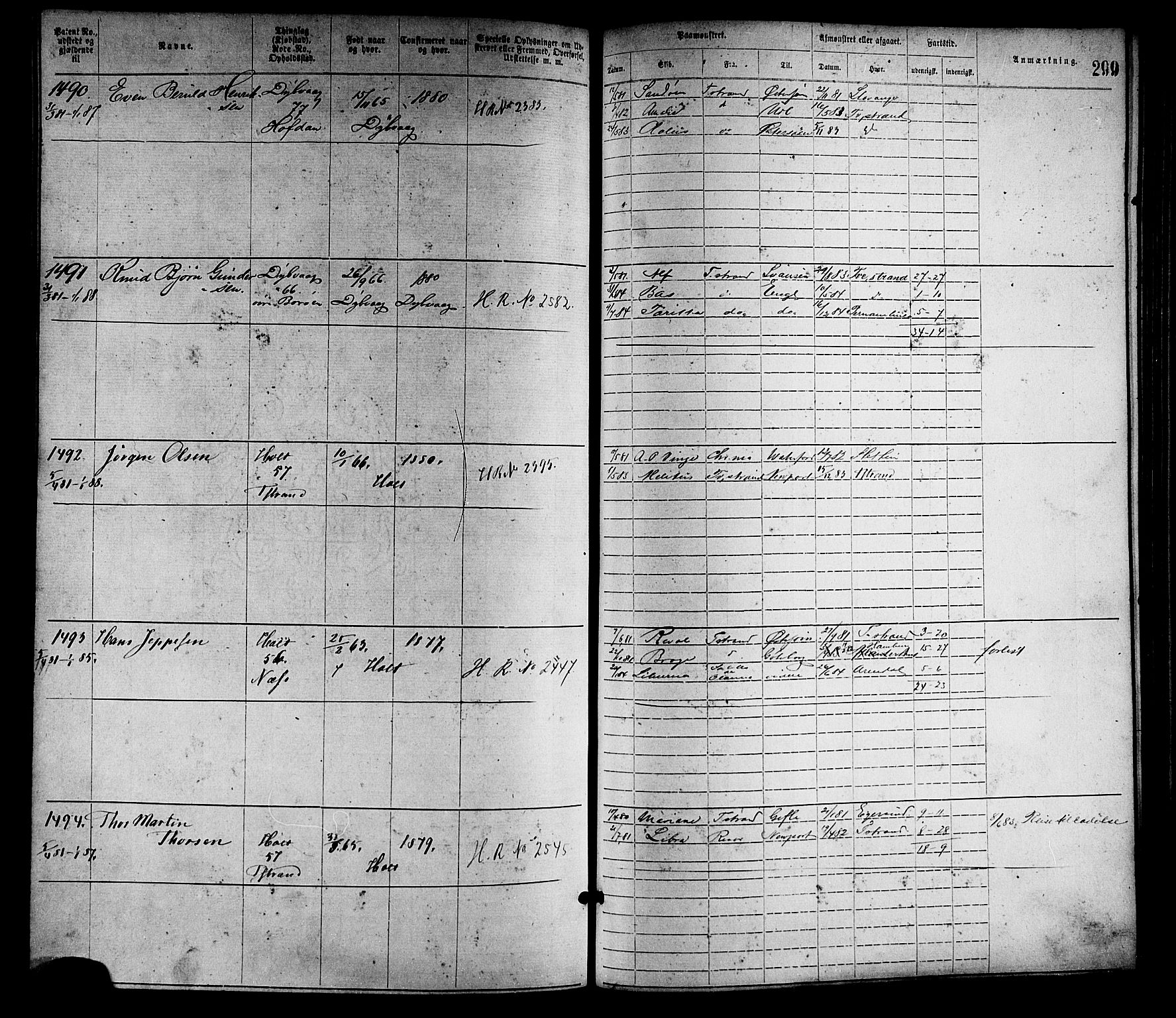 Tvedestrand mønstringskrets, SAK/2031-0011/F/Fa/L0001: Annotasjonsrulle nr 1-1905 med register, R-1, 1866-1886, p. 324