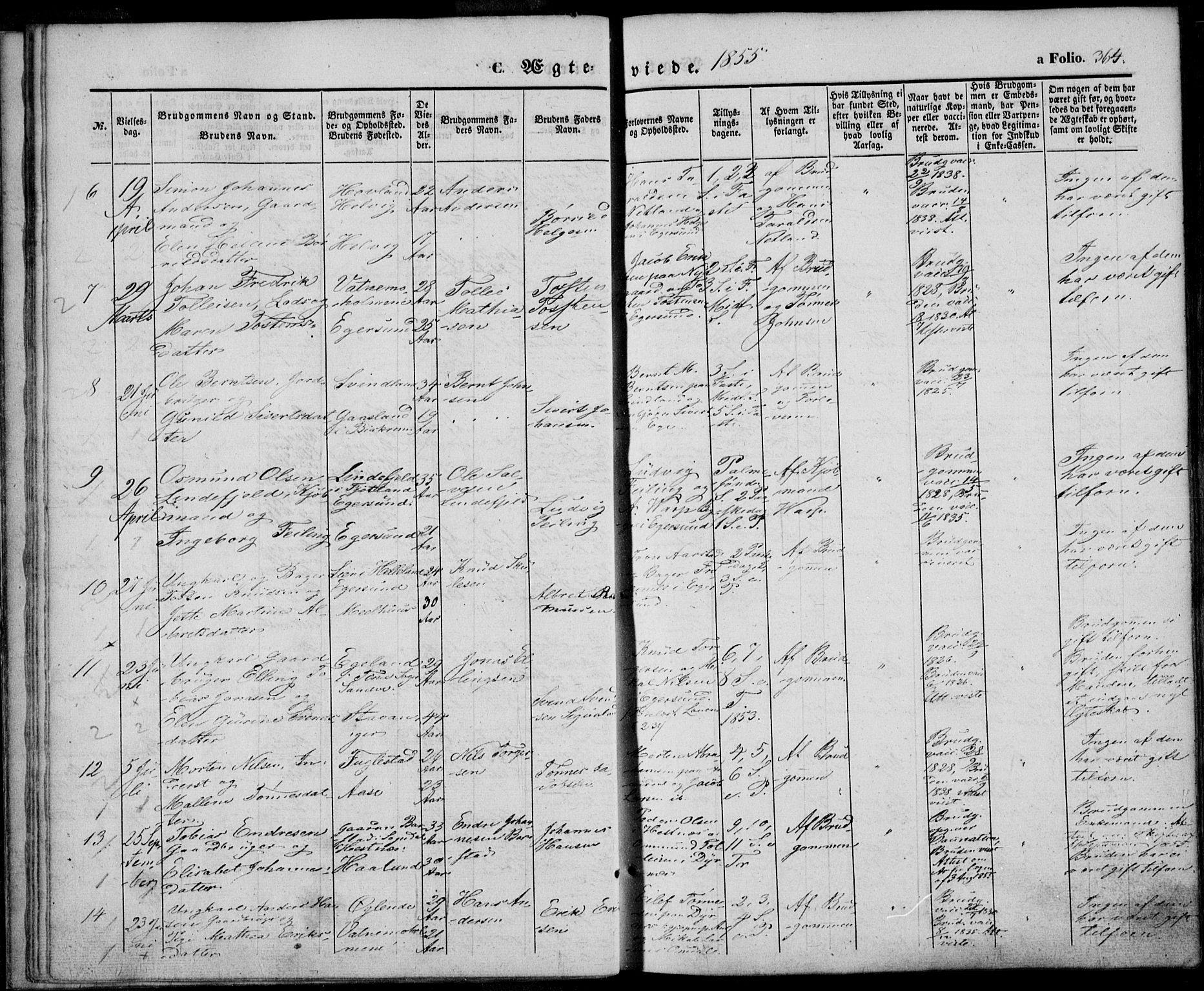 Eigersund sokneprestkontor, AV/SAST-A-101807/S08/L0013: Parish register (official) no. A 12.2, 1850-1865, p. 364