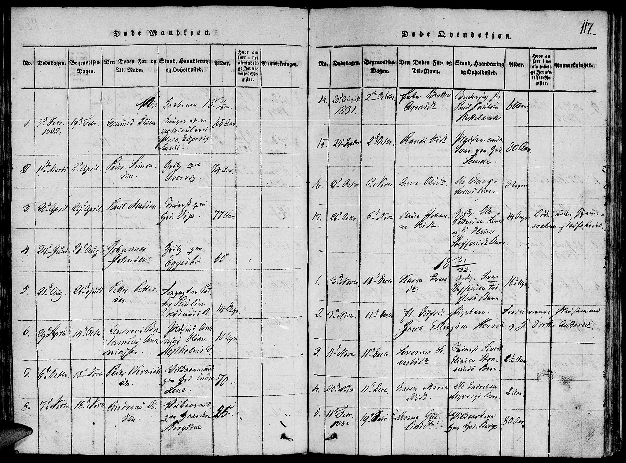 Ministerialprotokoller, klokkerbøker og fødselsregistre - Møre og Romsdal, AV/SAT-A-1454/507/L0069: Parish register (official) no. 507A04, 1816-1841, p. 117