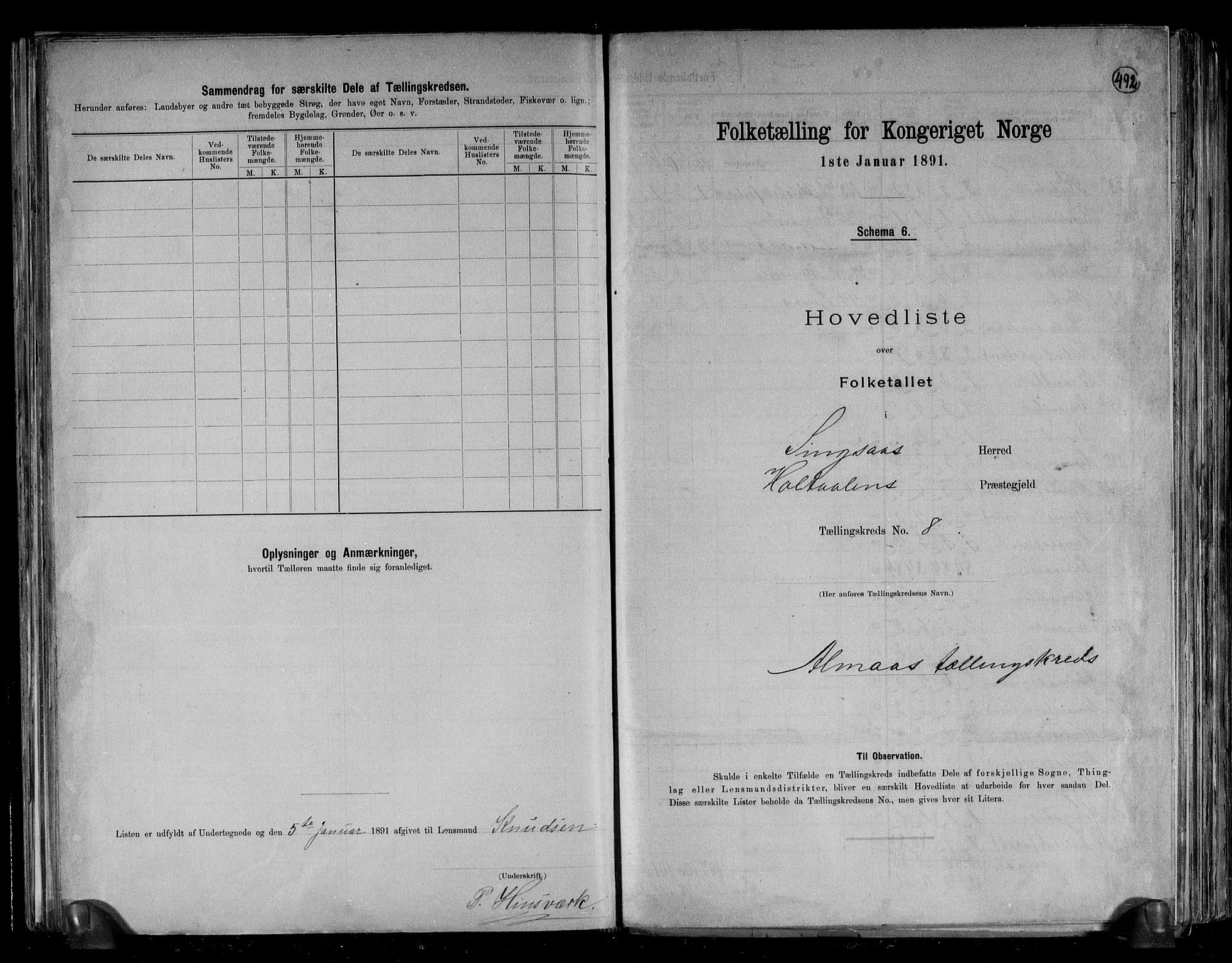 RA, 1891 census for 1646 Singsås, 1891, p. 23