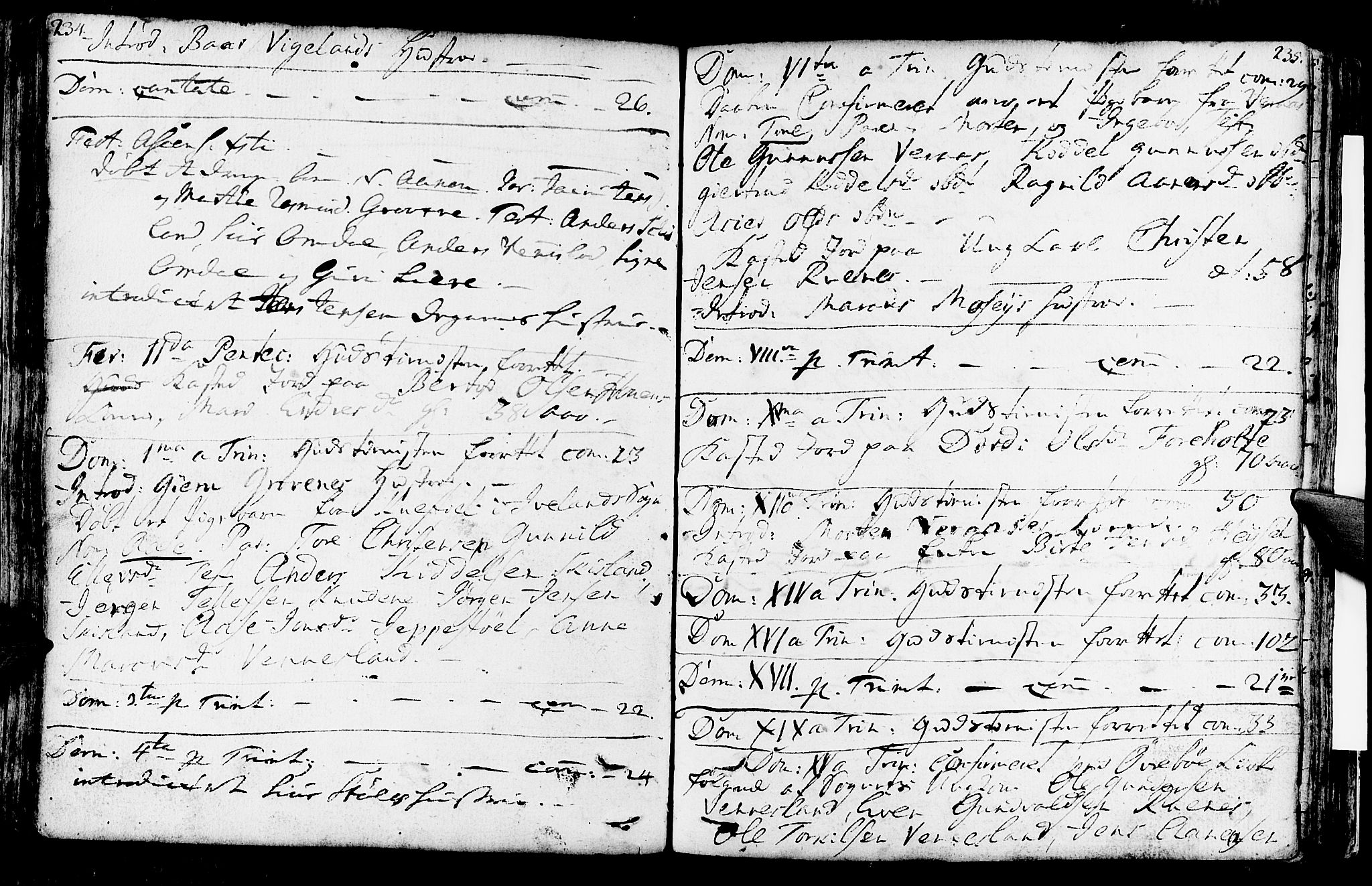 Vennesla sokneprestkontor, AV/SAK-1111-0045/Fa/Fab/L0001: Parish register (official) no. A 1, 1741-1794, p. 234-235