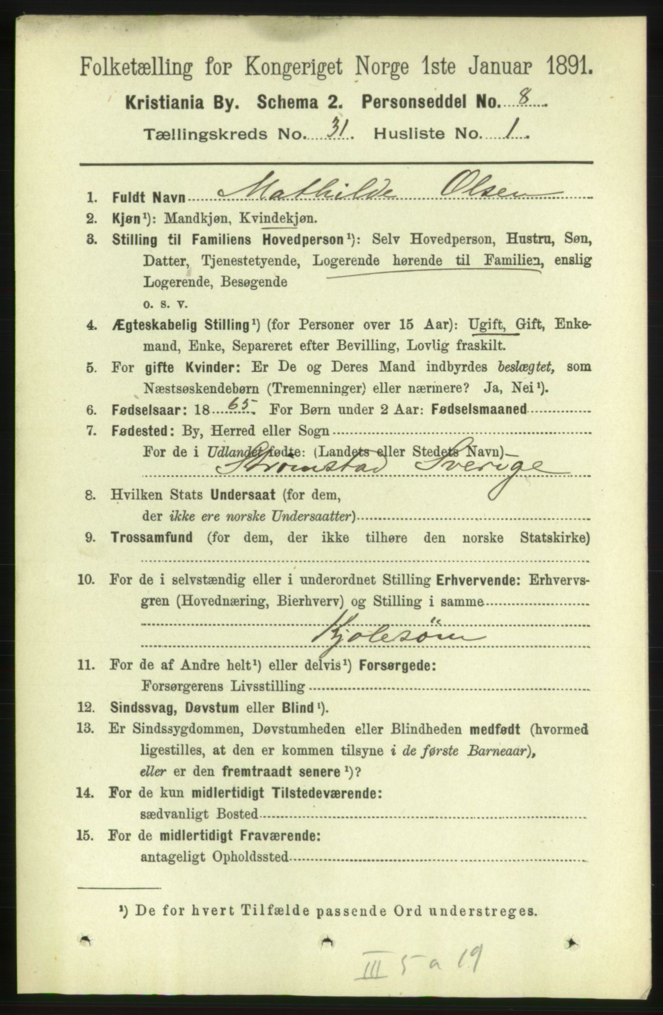 RA, 1891 census for 0301 Kristiania, 1891, p. 15918