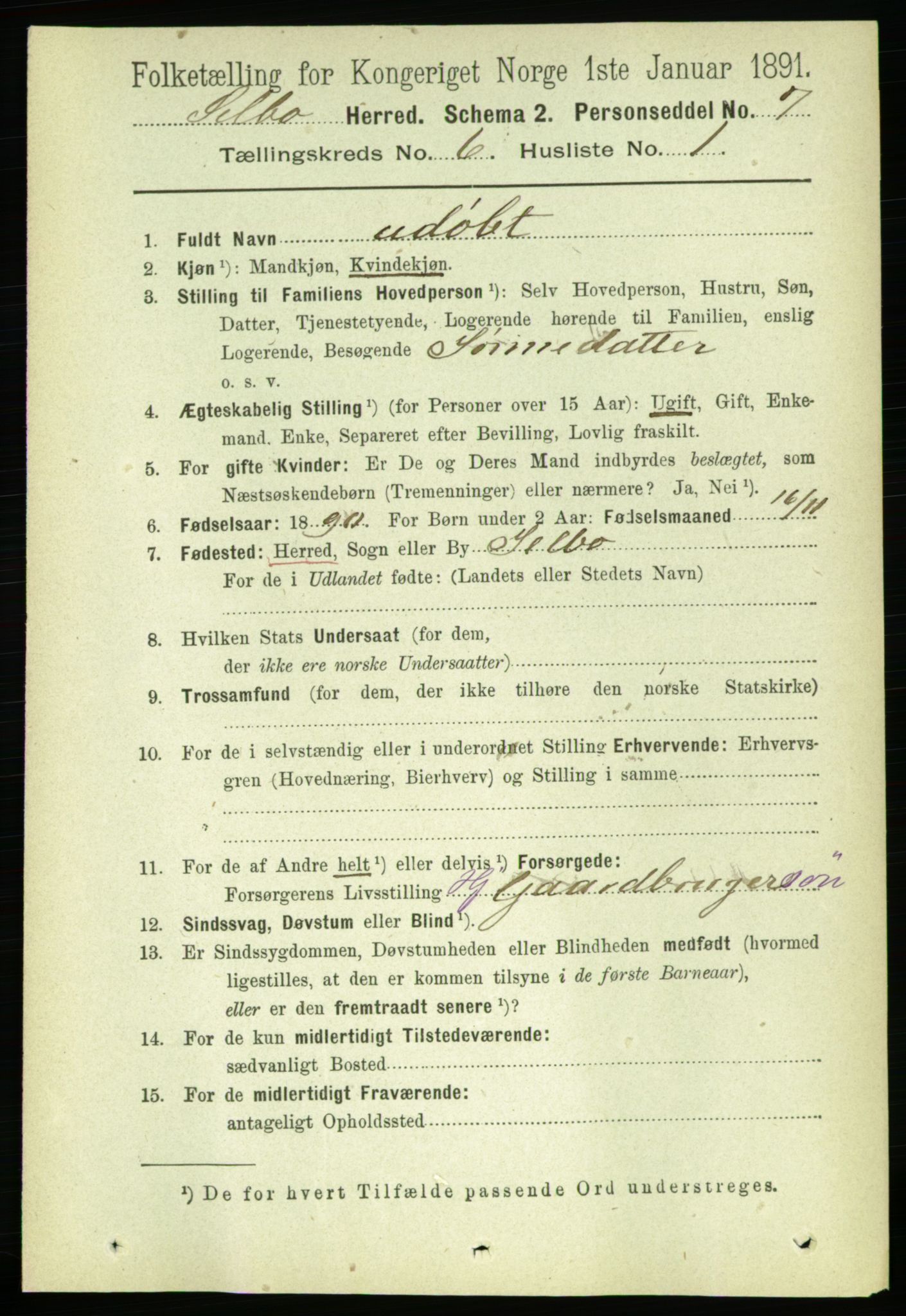 RA, 1891 census for 1664 Selbu, 1891, p. 2131