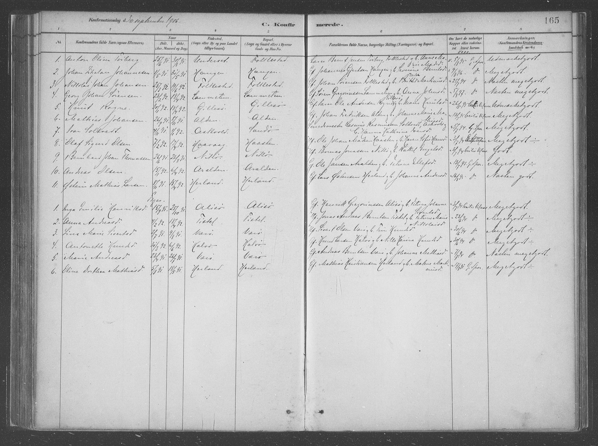 Askvoll sokneprestembete, AV/SAB-A-79501/H/Haa/Haac/L0001: Parish register (official) no. C  1, 1879-1922, p. 165