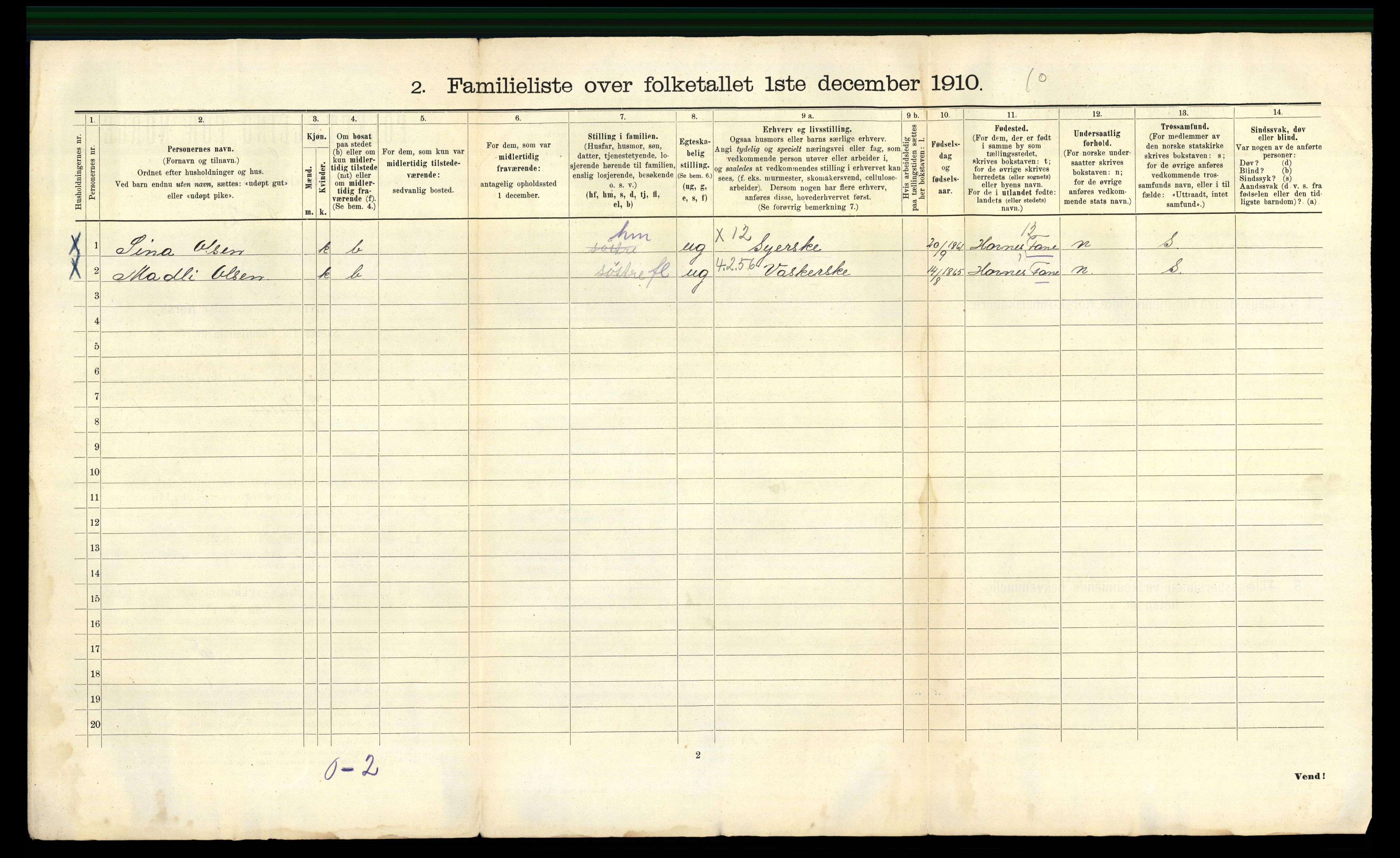 RA, 1910 census for Bergen, 1910, p. 2608