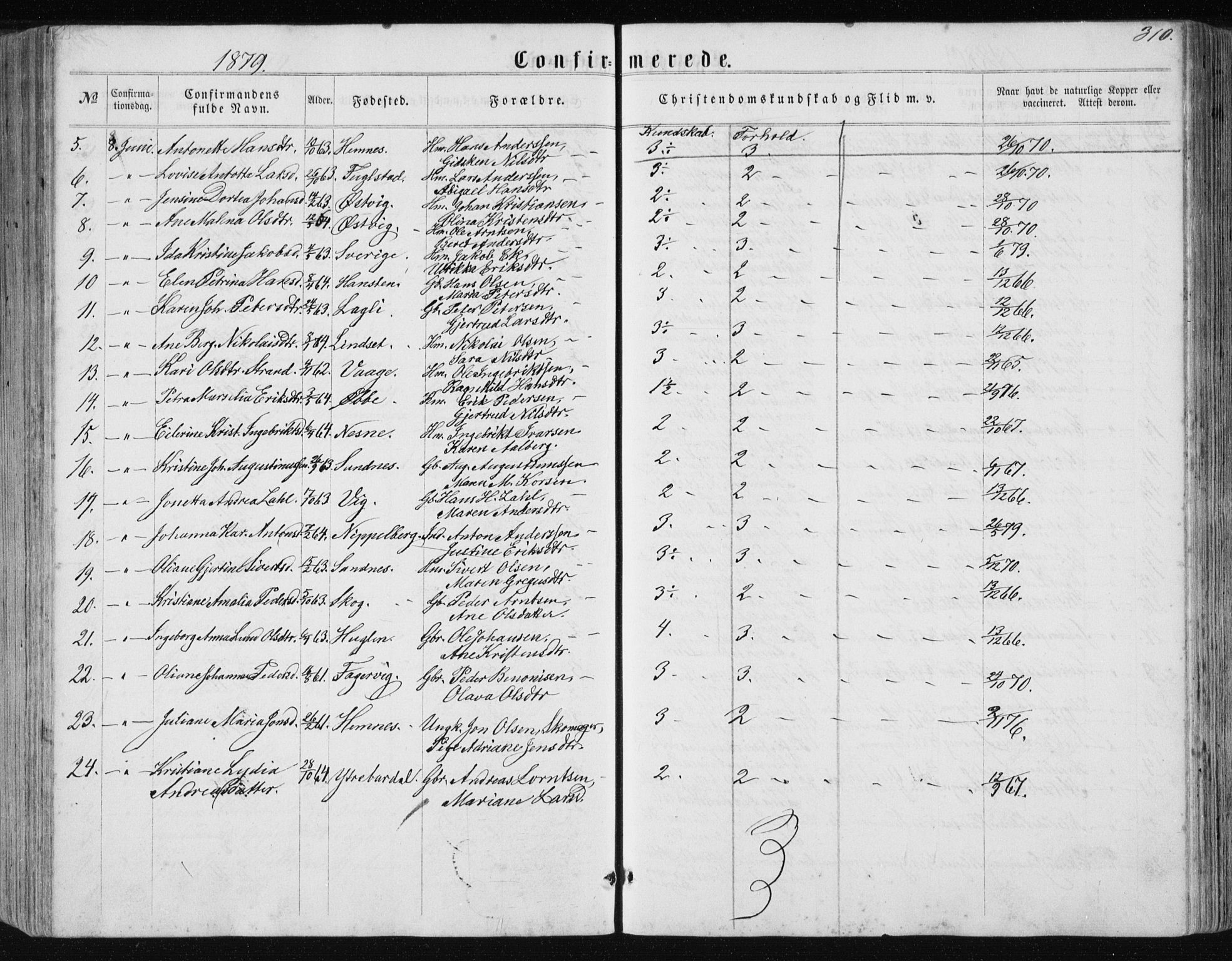 Ministerialprotokoller, klokkerbøker og fødselsregistre - Nordland, AV/SAT-A-1459/838/L0556: Parish register (copy) no. 838C03, 1861-1893, p. 310