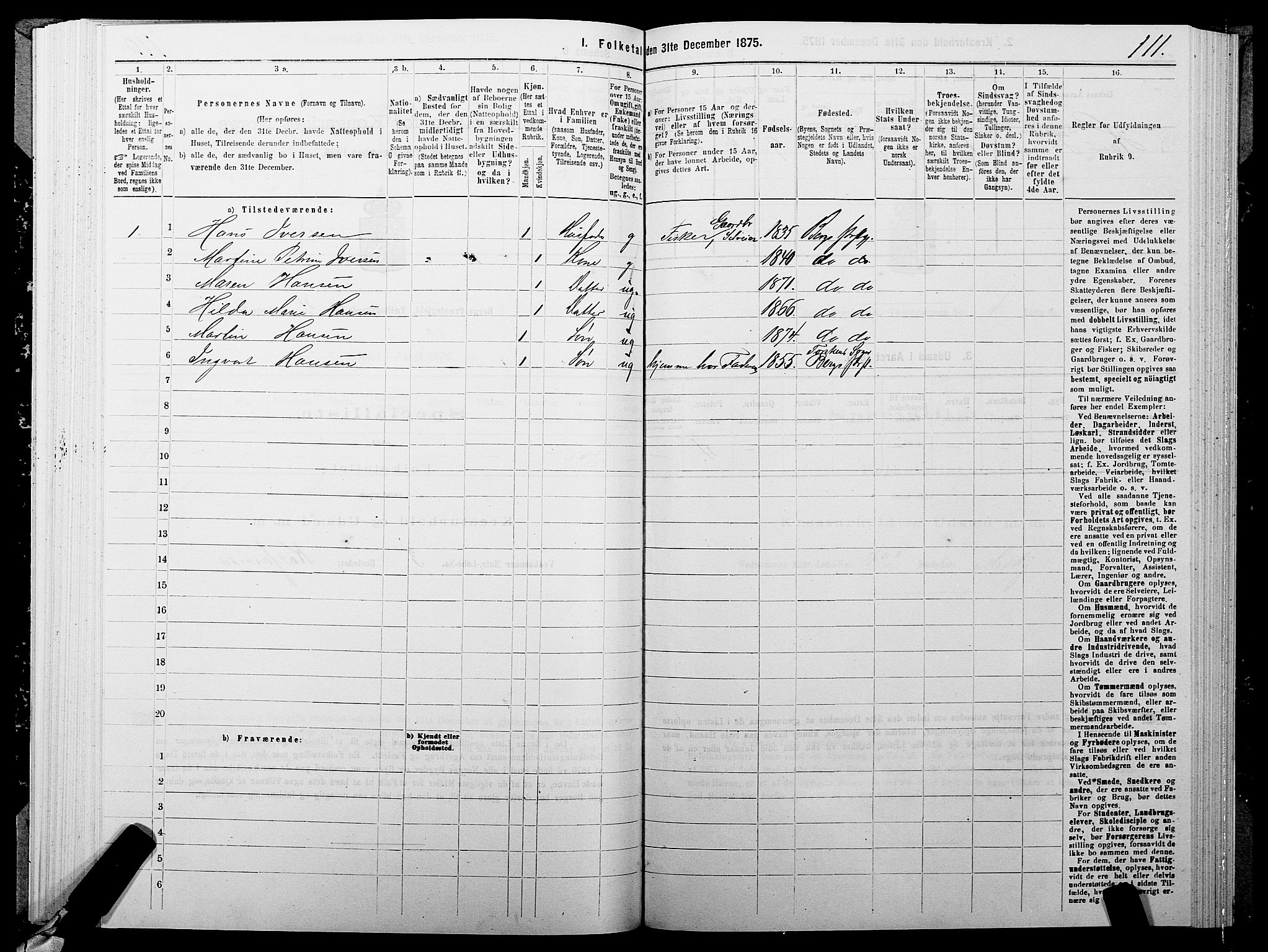 SATØ, 1875 census for 1929P Berg, 1875, p. 2111