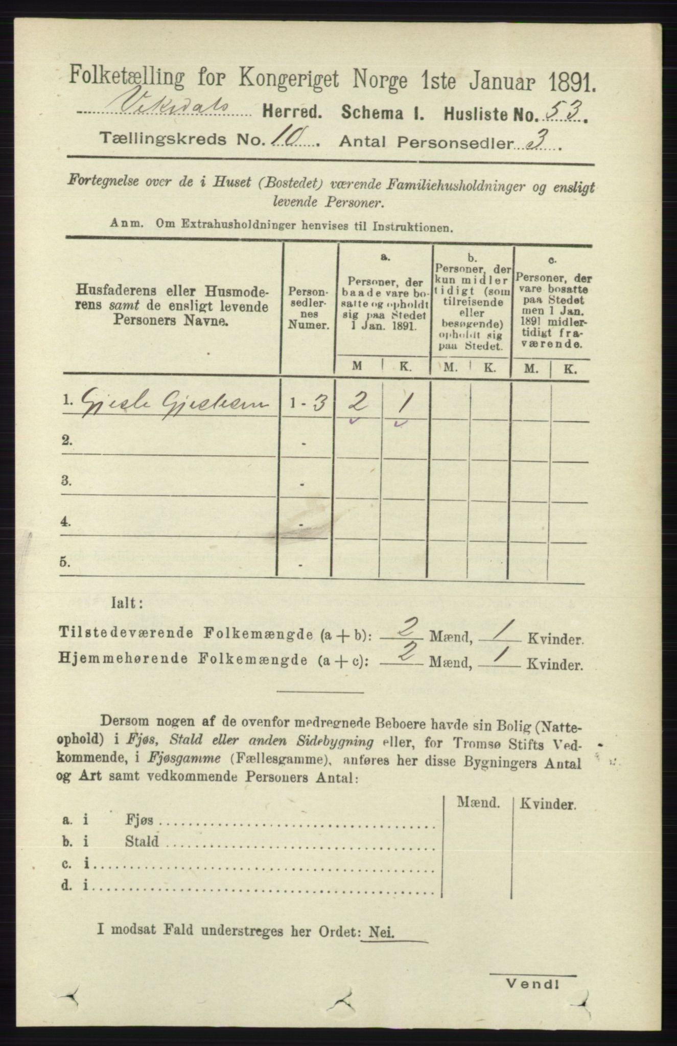 RA, 1891 census for 1157 Vikedal, 1891, p. 2516