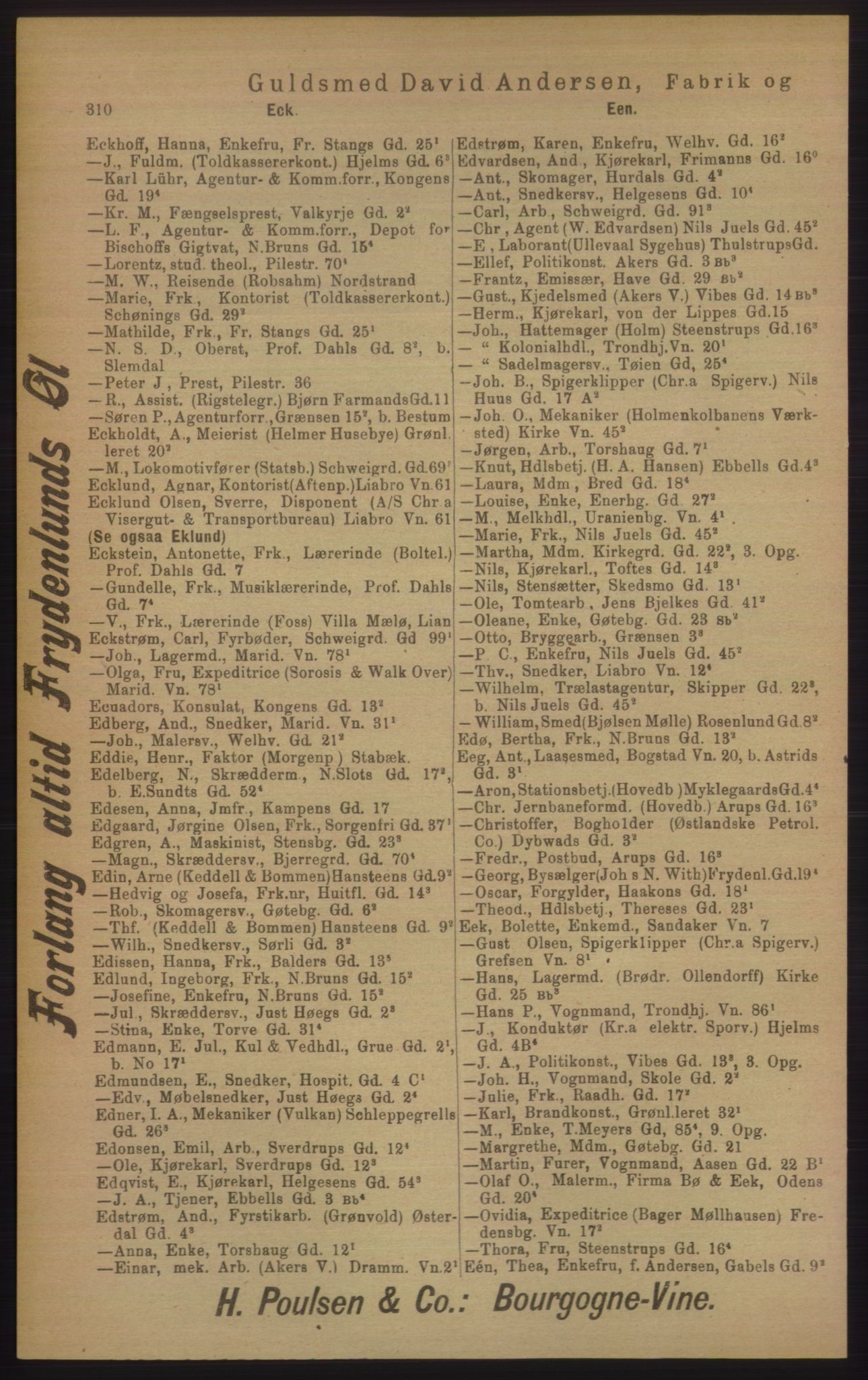 Kristiania/Oslo adressebok, PUBL/-, 1906, p. 310