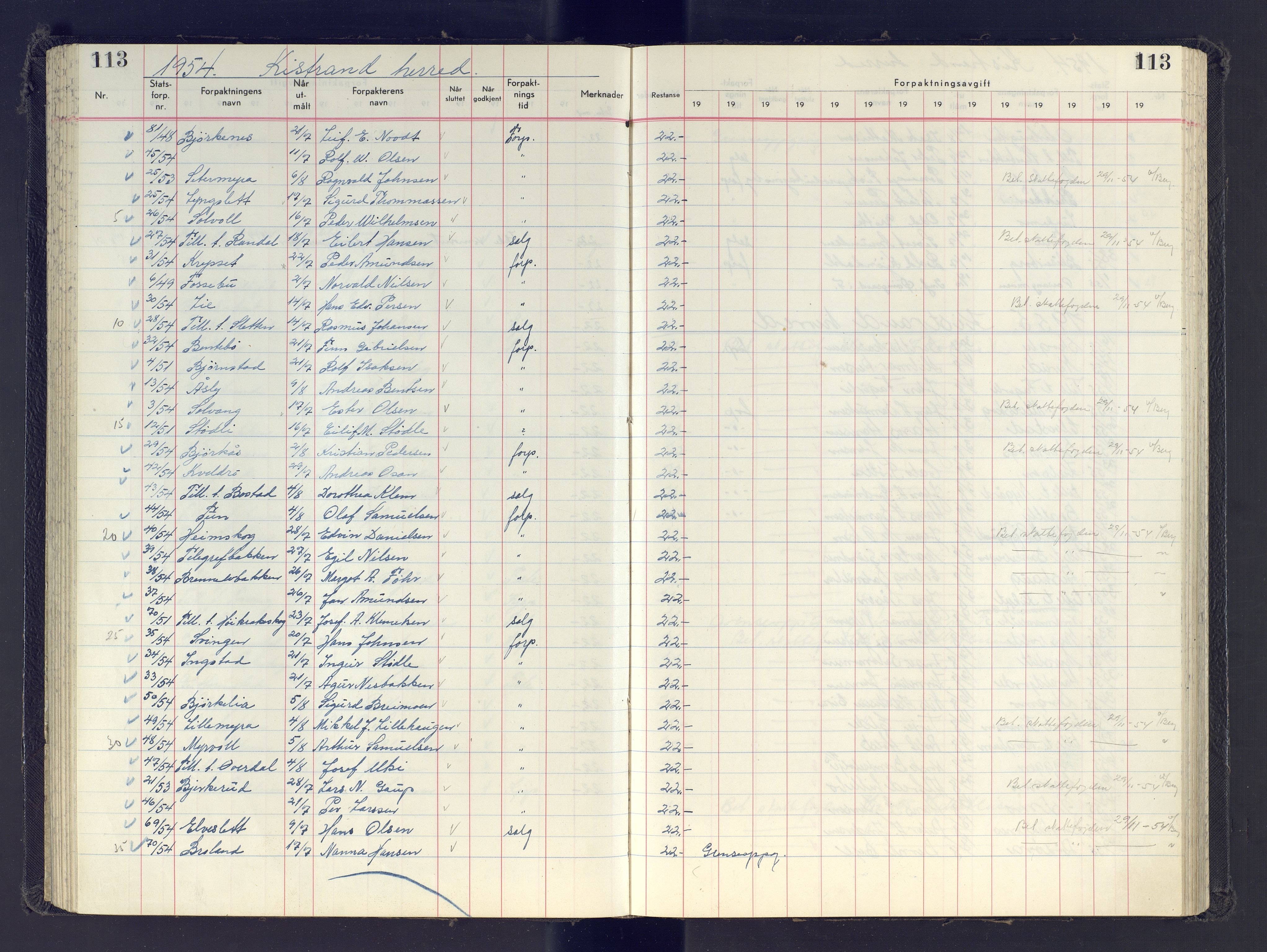 Finnmark jordsalgskommisjon/jordsalgskontor og Statskog SF Finnmark jordsalgskontor, AV/SATØ-S-1443/J/Jb/L0001: Protokoll for salg og forpaktning, 1948-1958, p. 113