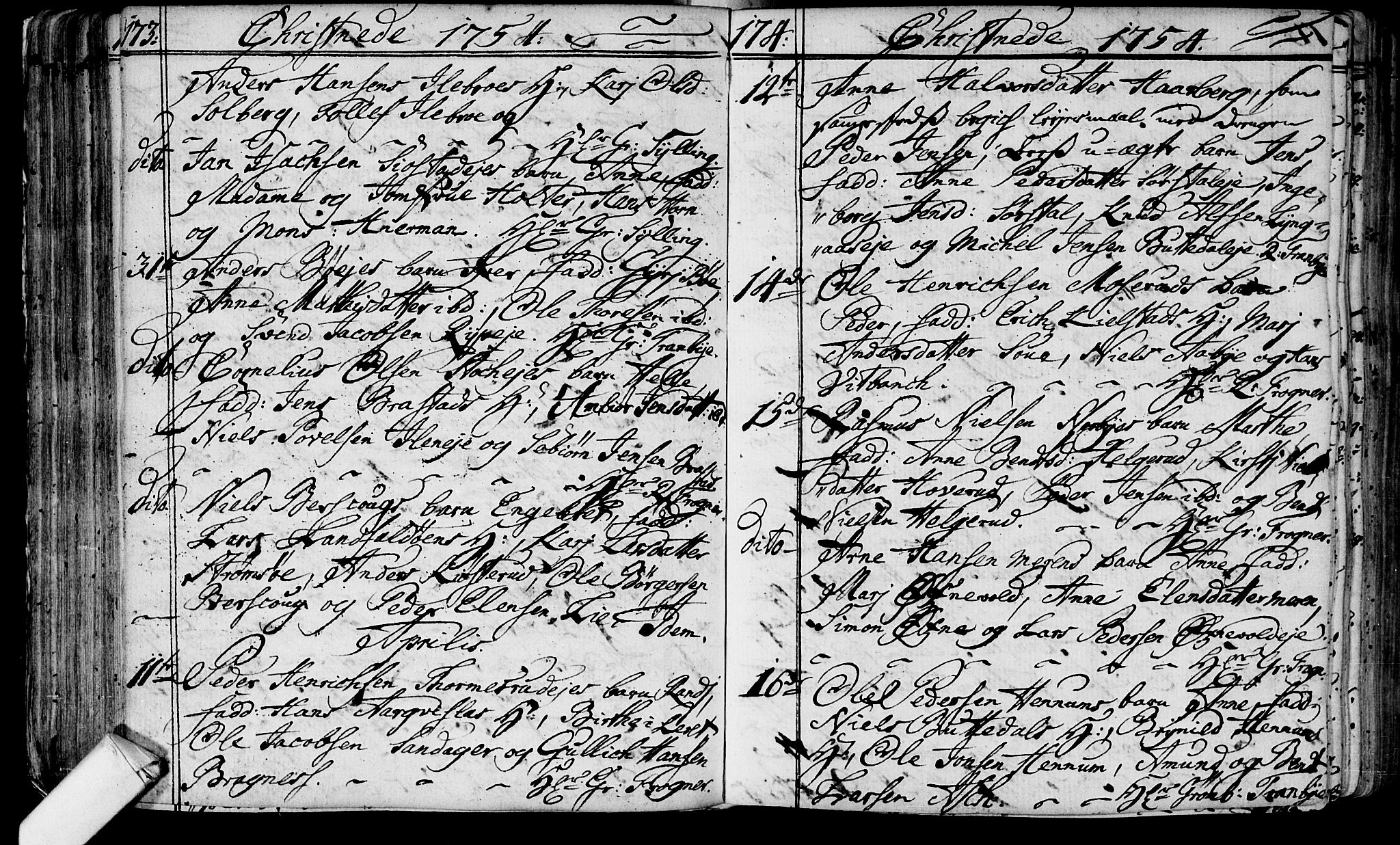 Lier kirkebøker, AV/SAKO-A-230/F/Fa/L0004: Parish register (official) no. I 4, 1749-1764, p. 173-174