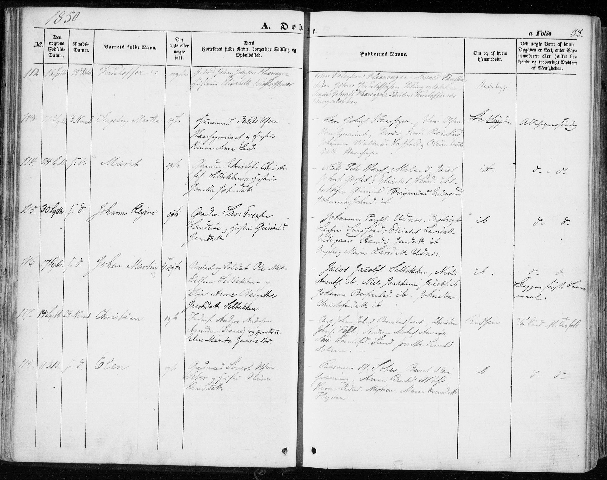 Ministerialprotokoller, klokkerbøker og fødselsregistre - Sør-Trøndelag, SAT/A-1456/646/L0611: Parish register (official) no. 646A09, 1848-1857, p. 33