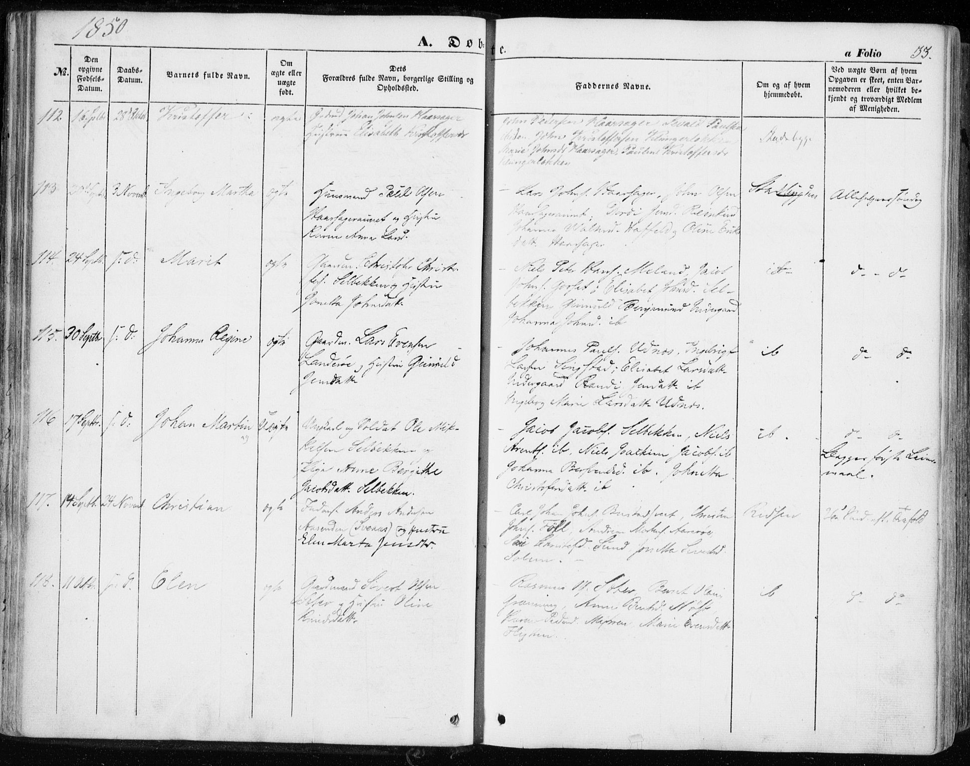 Ministerialprotokoller, klokkerbøker og fødselsregistre - Sør-Trøndelag, AV/SAT-A-1456/646/L0611: Parish register (official) no. 646A09, 1848-1857, p. 33