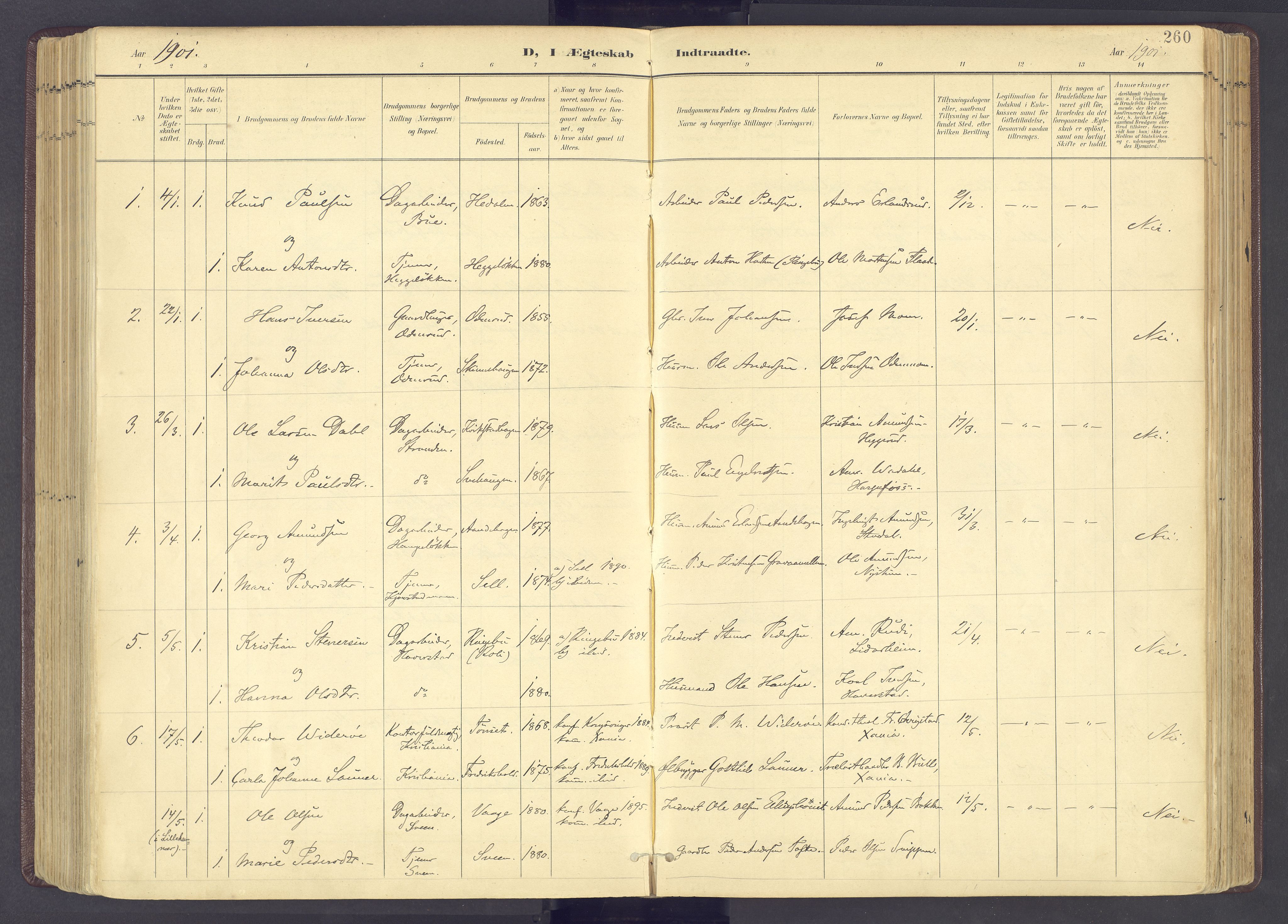 Sør-Fron prestekontor, AV/SAH-PREST-010/H/Ha/Haa/L0004: Parish register (official) no. 4, 1898-1919, p. 260