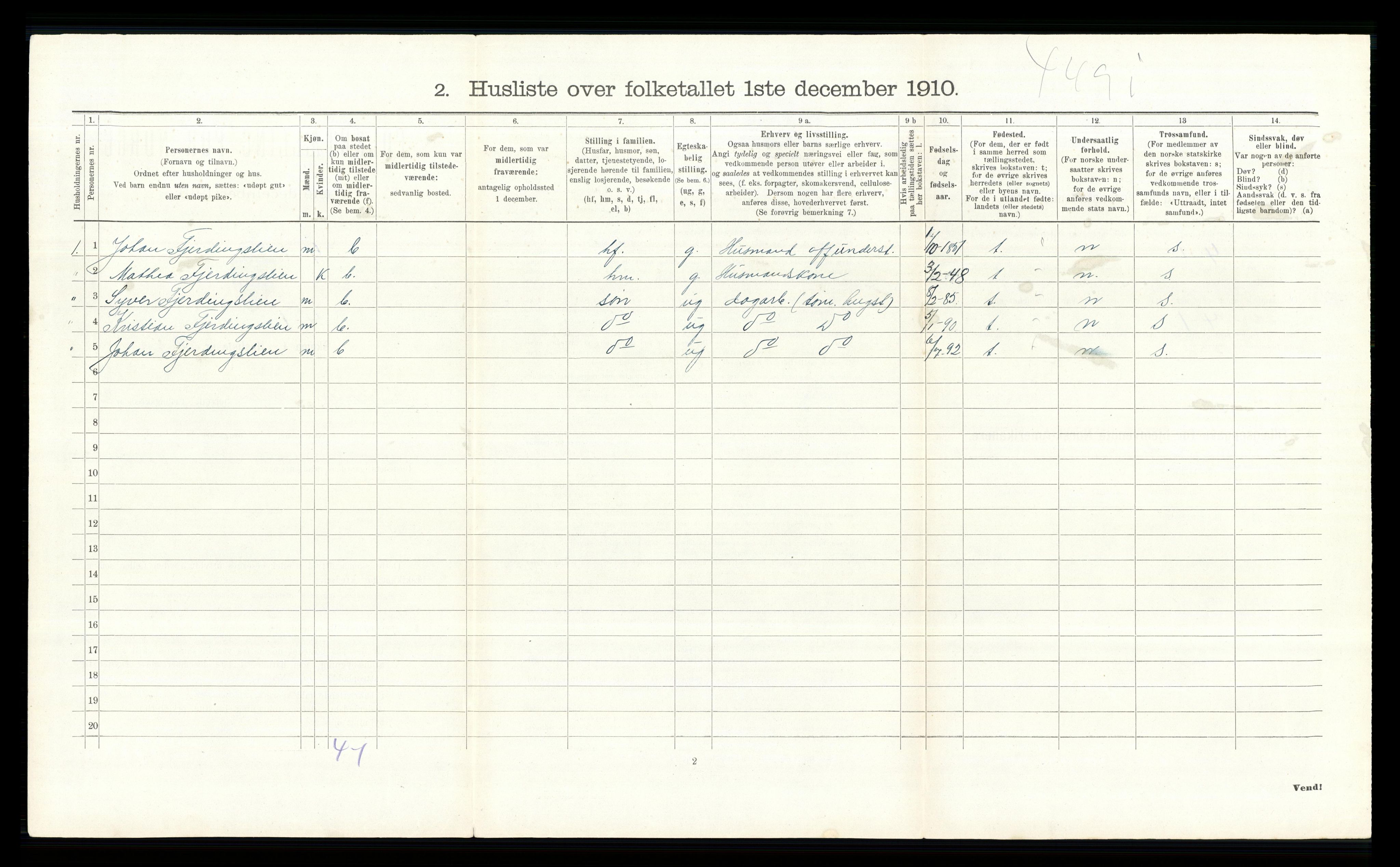 RA, 1910 census for Nordre Land, 1910, p. 1738